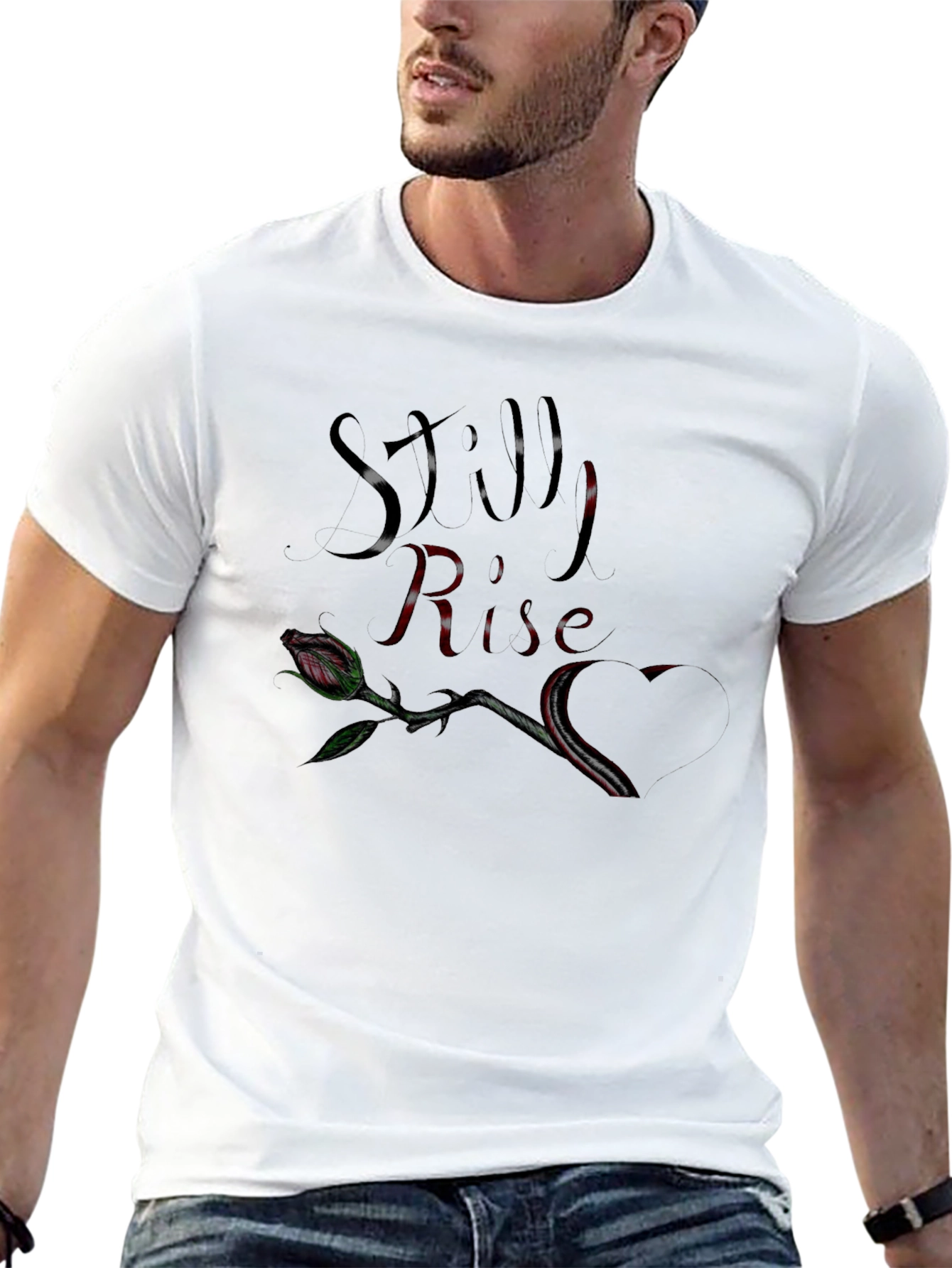 Still Rise Rose Graphic Black T-Shirt