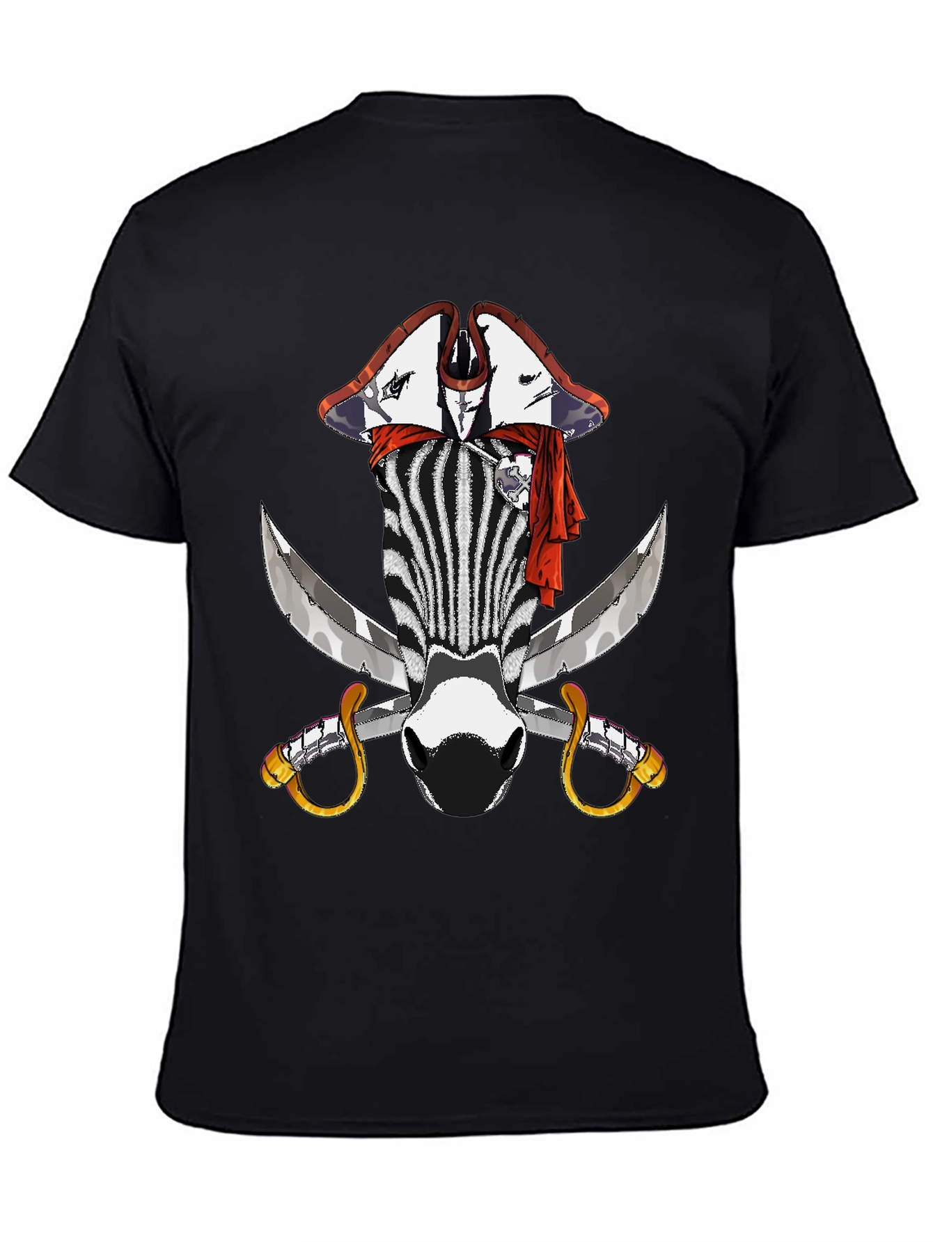 Zebra Pirate Graphic T-Shirt - Mens Black Tee