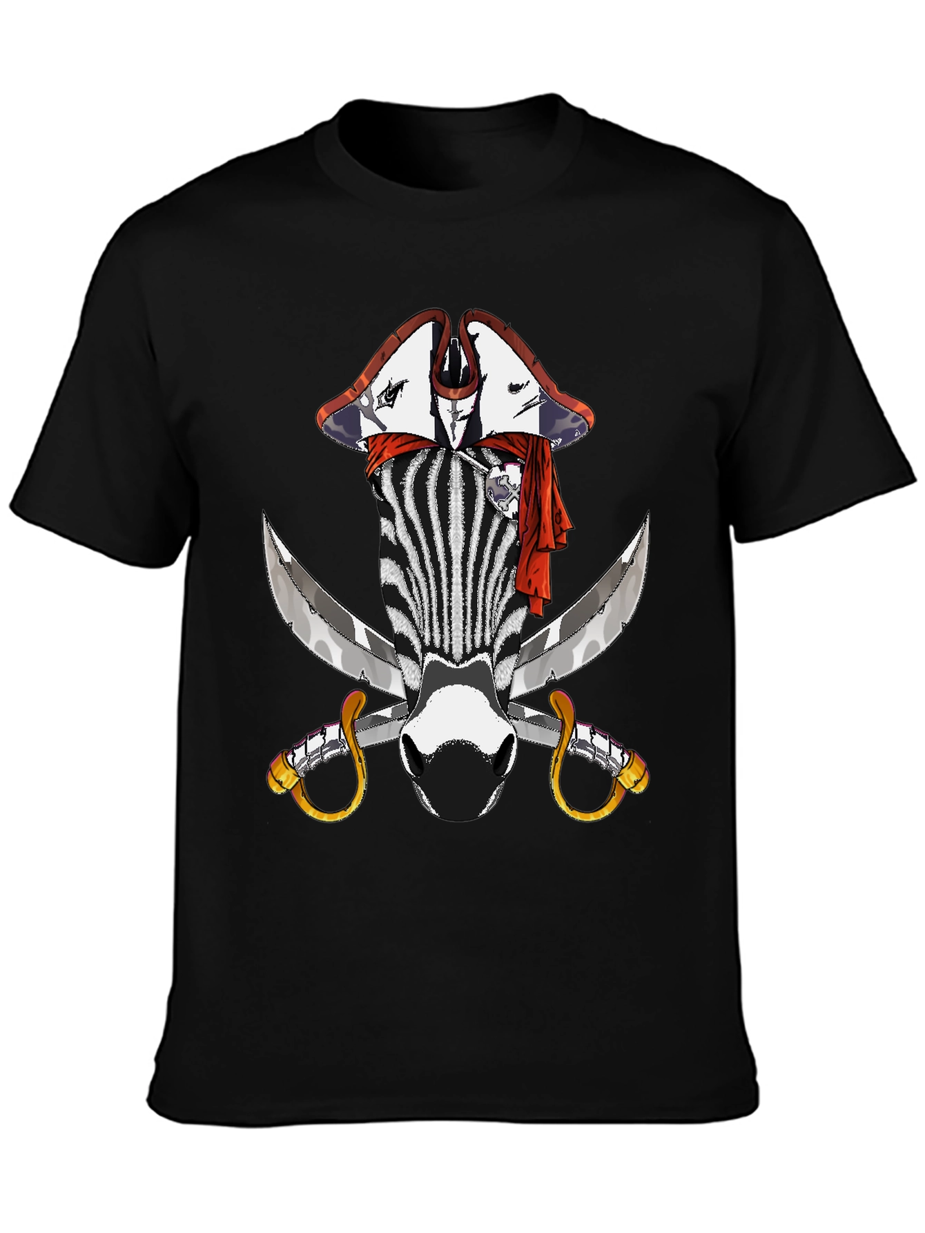 Zebra Pirate Graphic T-Shirt - Mens Black Tee