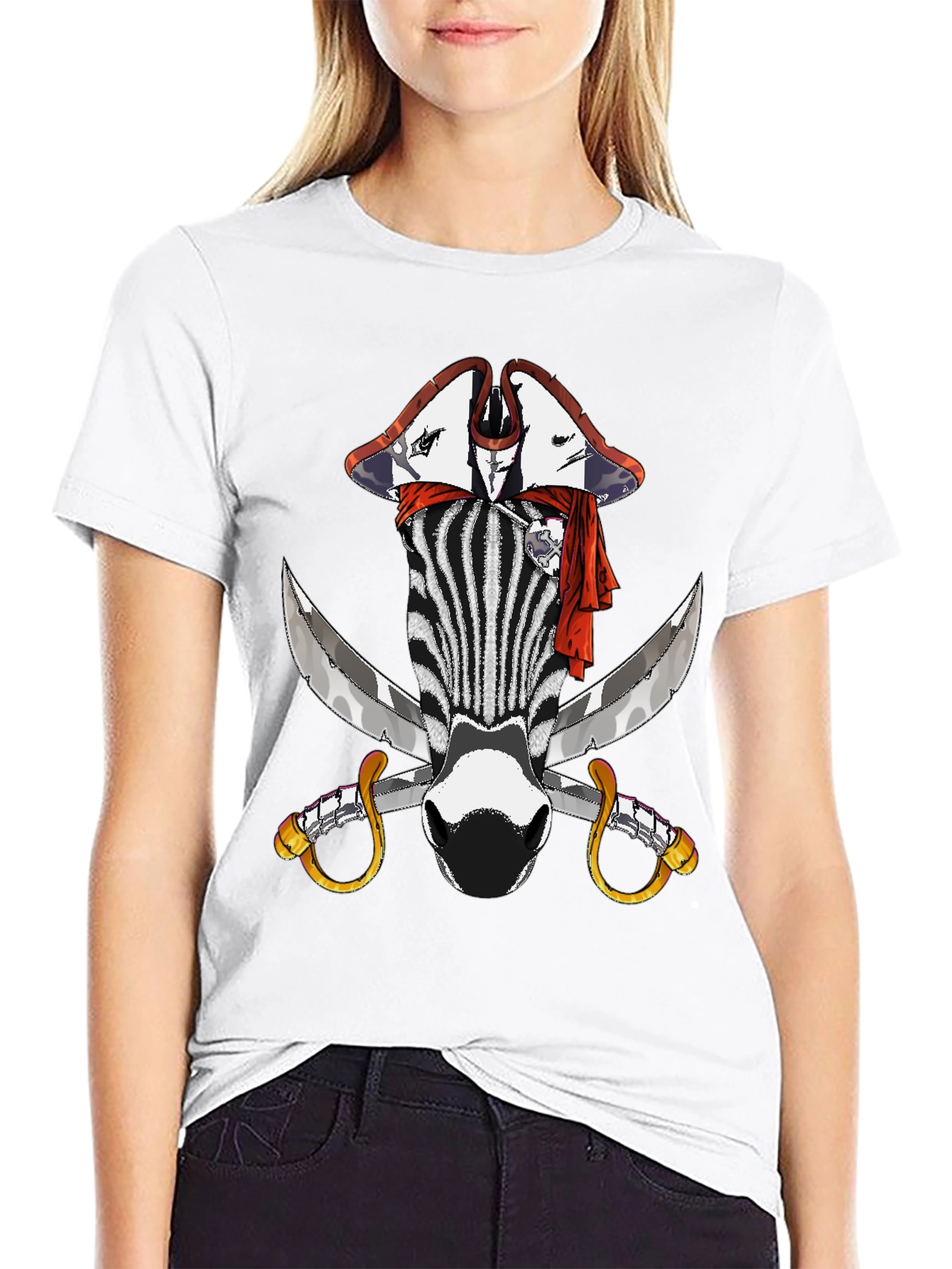 Zebra Pirate Graphic T-Shirt - Mens Black Tee