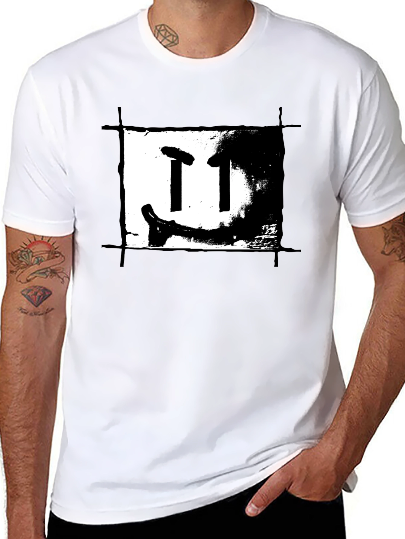 Black T-Shirt with Artistic Graphic Print