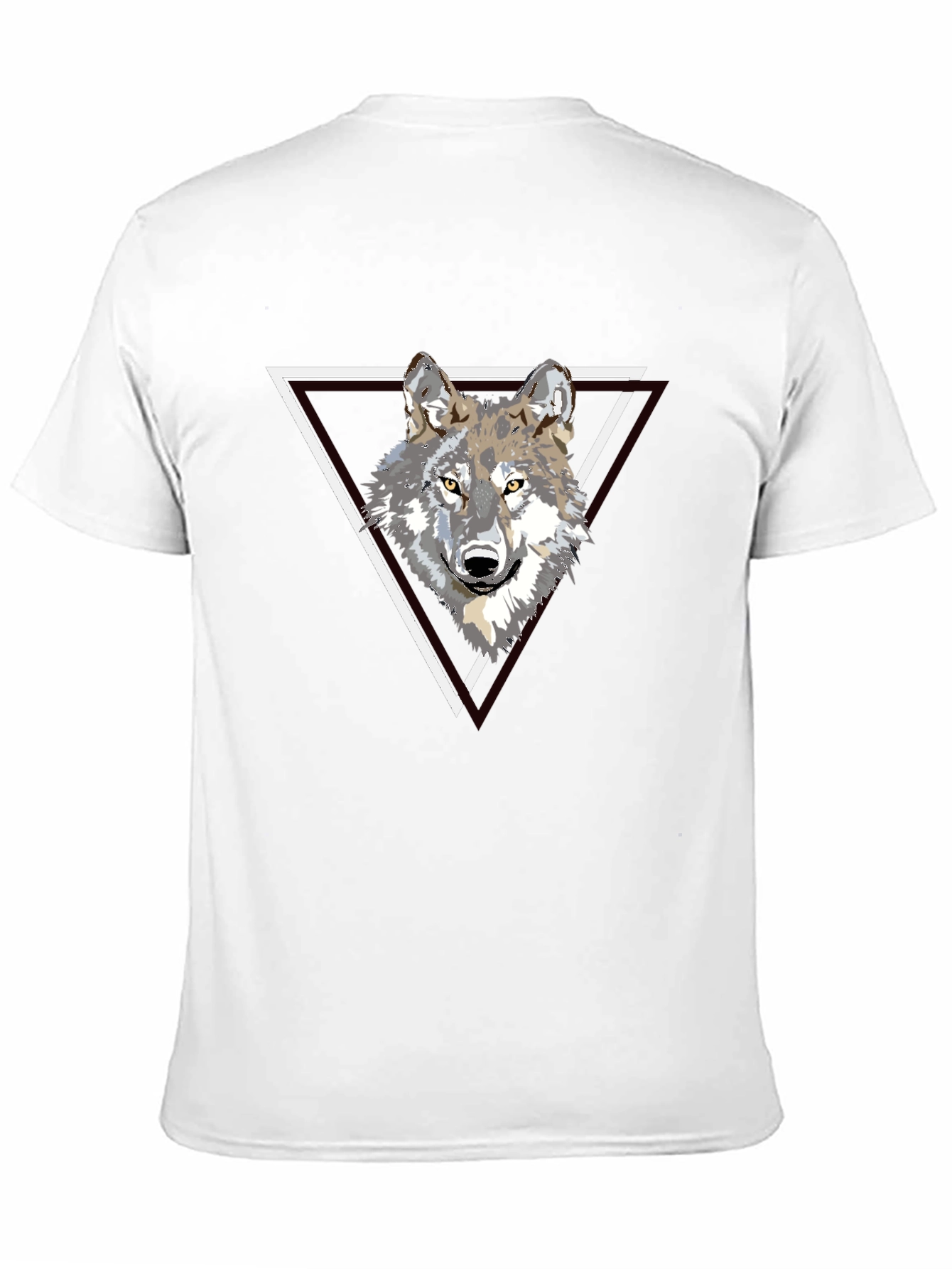 Wolf Triangle Graphic Print Black T-Shirt