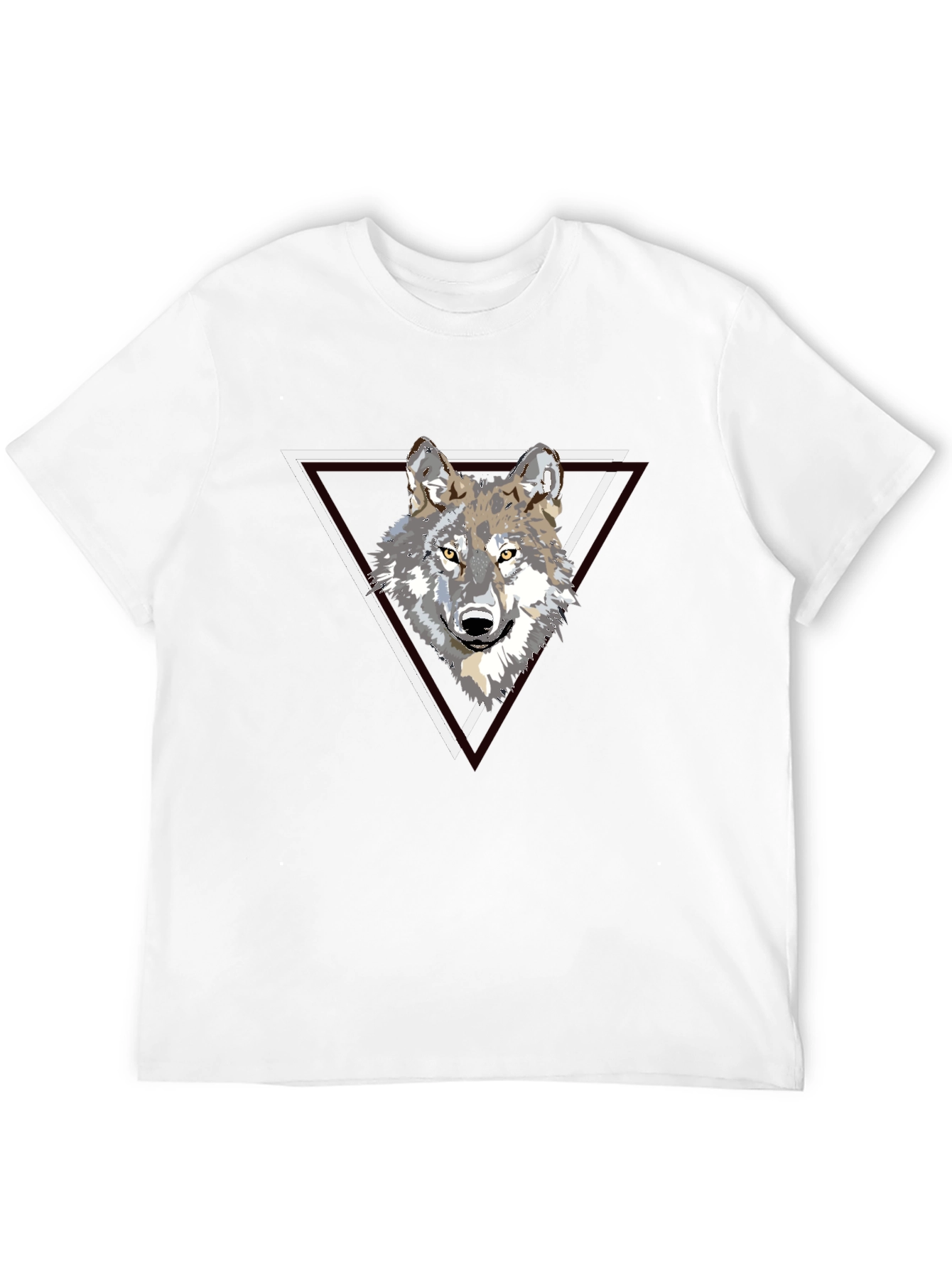 Wolf Triangle Graphic Print Black T-Shirt