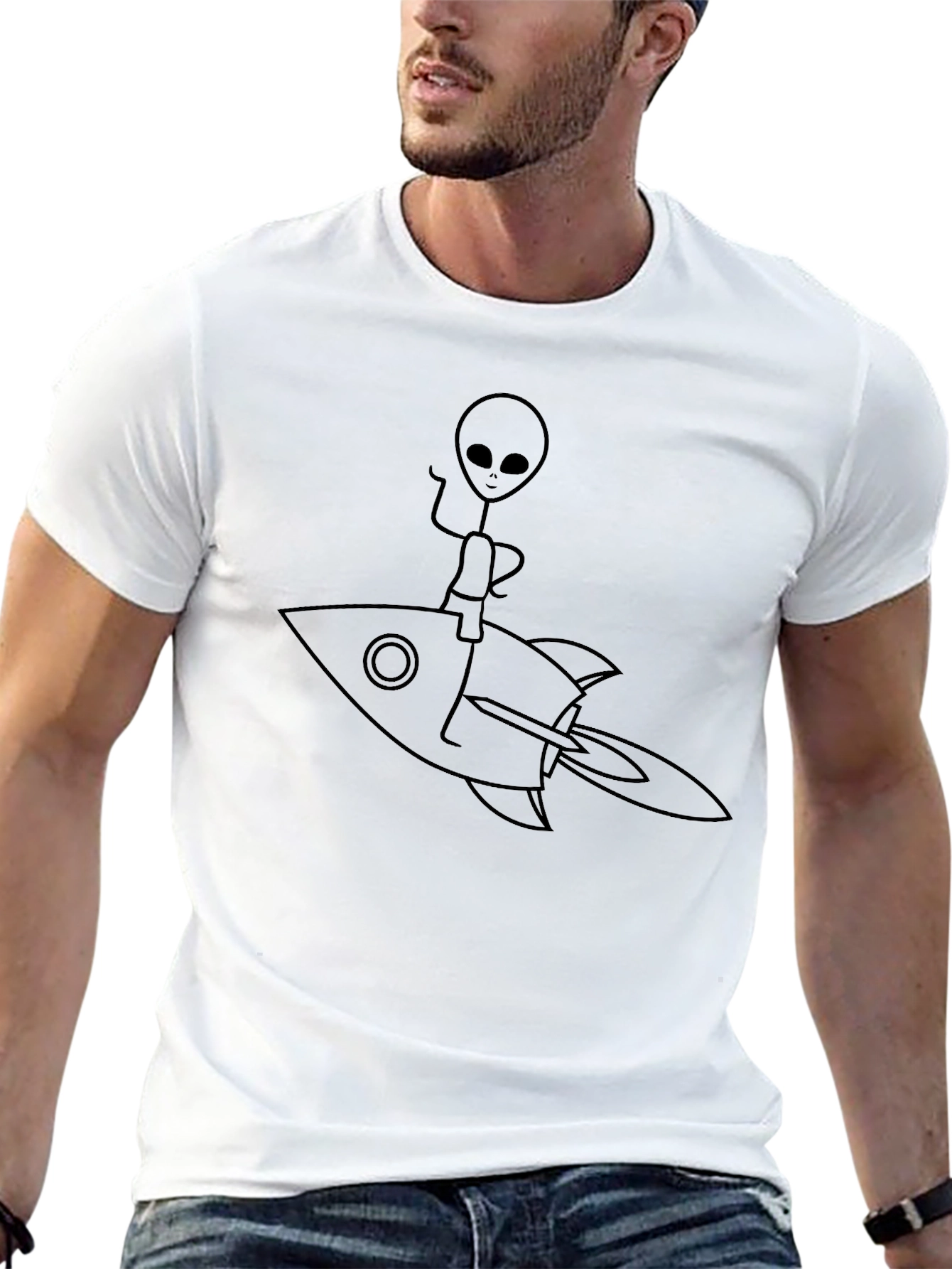 Alien Rocket Ride Black T-Shirt