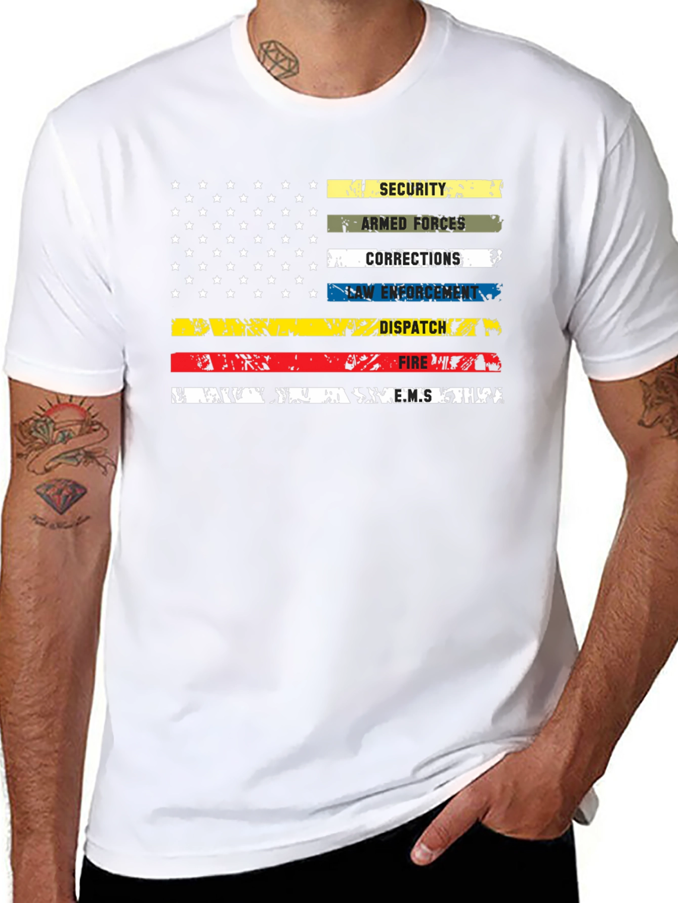 American Thin Line Distressed Graphic T-Shirt