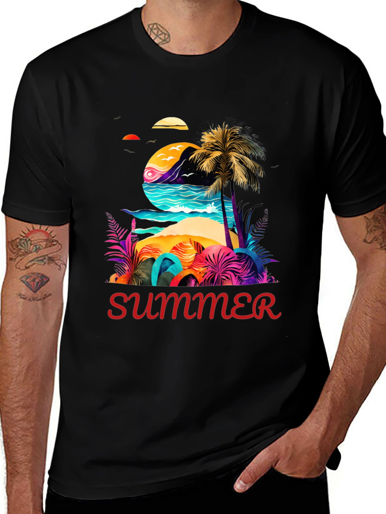Summer Beach T-Shirt - Tropical Design