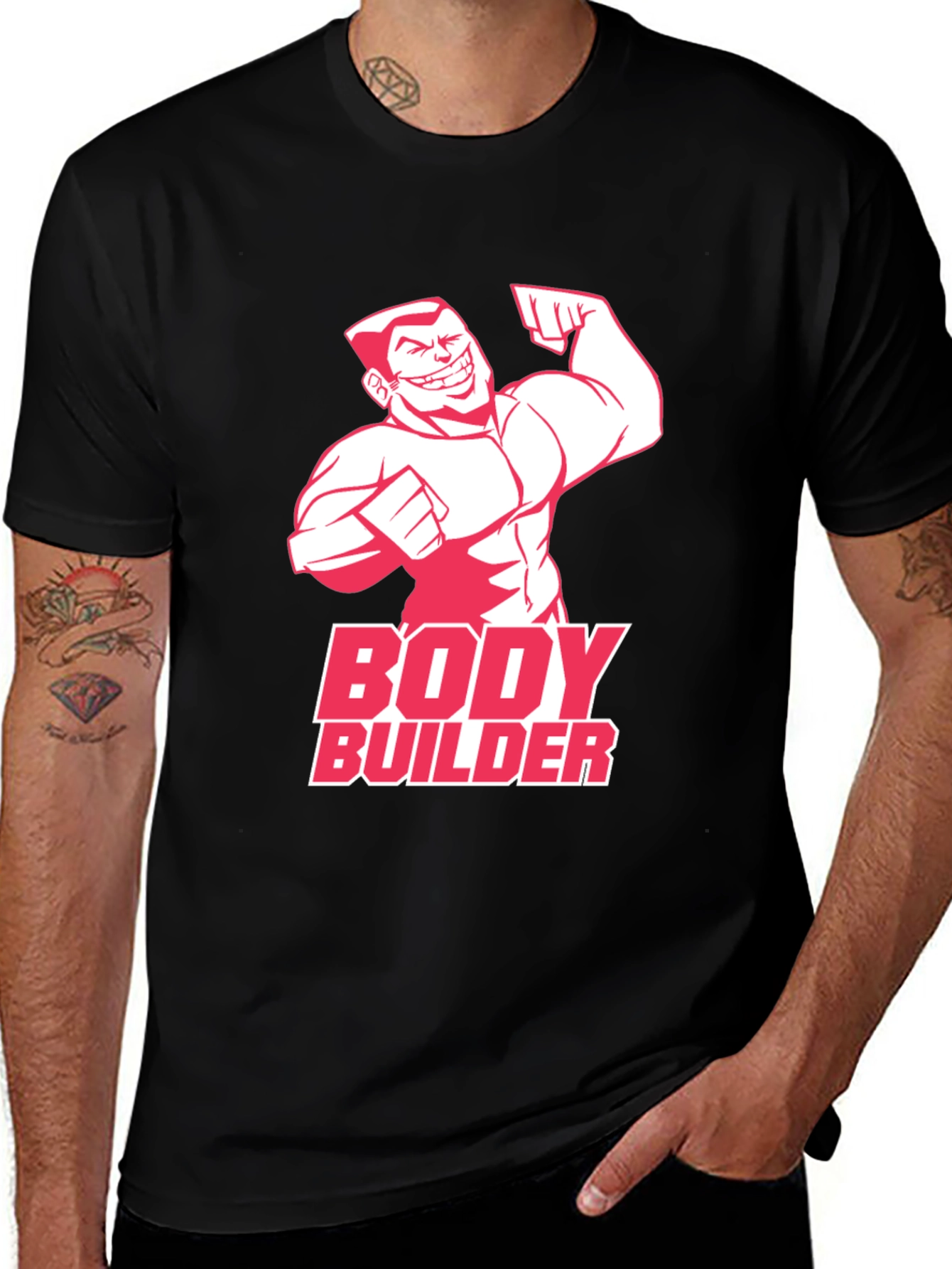 Bodybuilder Graphic Tee - Mens Black T-Shirt