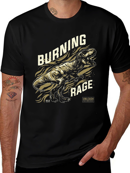 Burning Rage Dinosaur Graphic T-Shirt