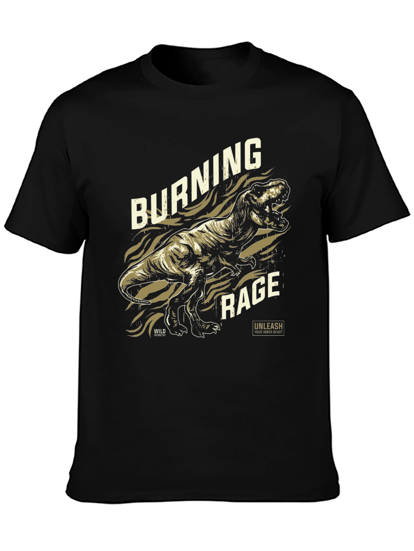 Burning Rage Dinosaur Graphic T-Shirt