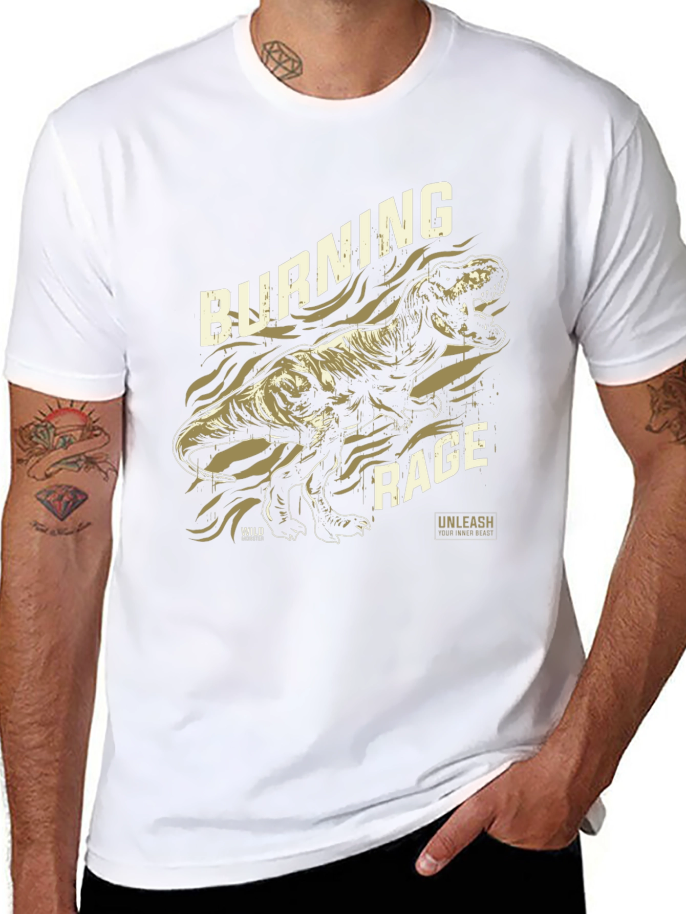 Burning Rage Dinosaur Graphic T-Shirt