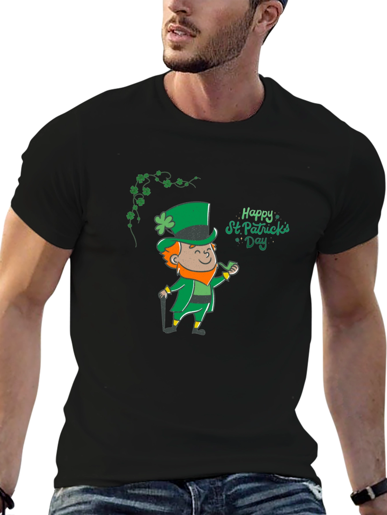 St. Patricks Day Leprechaun Black T-Shirt