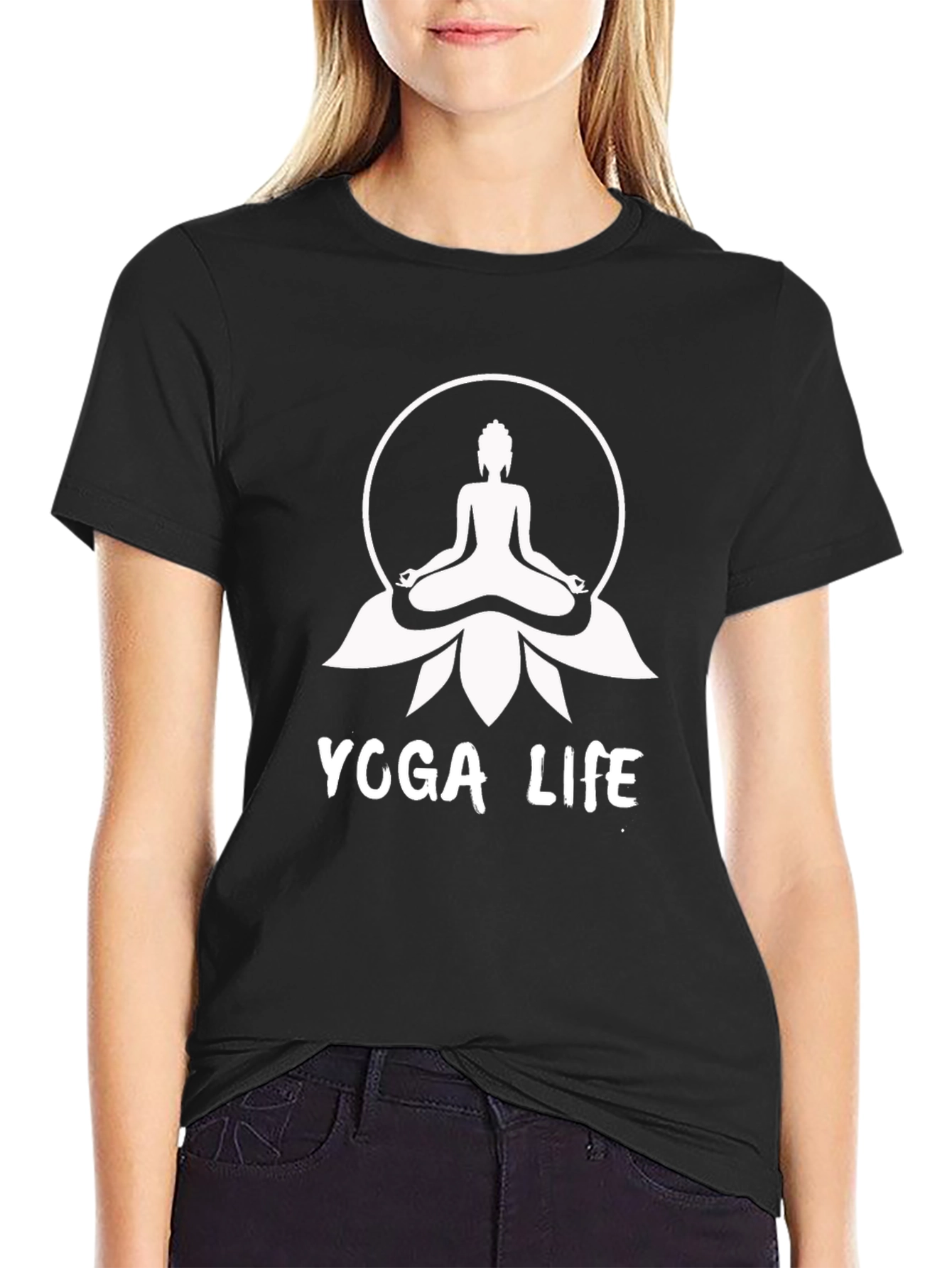 Yoga Life Buddha Graphic Tee - Black