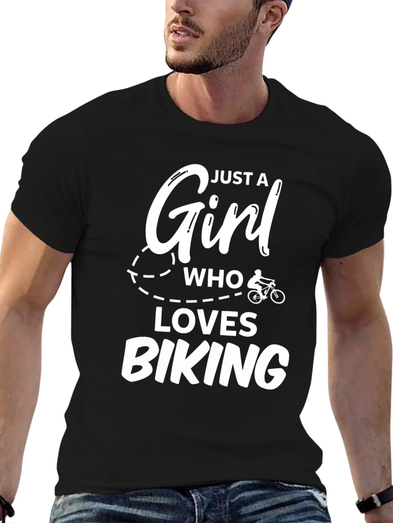 Girl Who Loves Biking T-Shirt - Black Tee