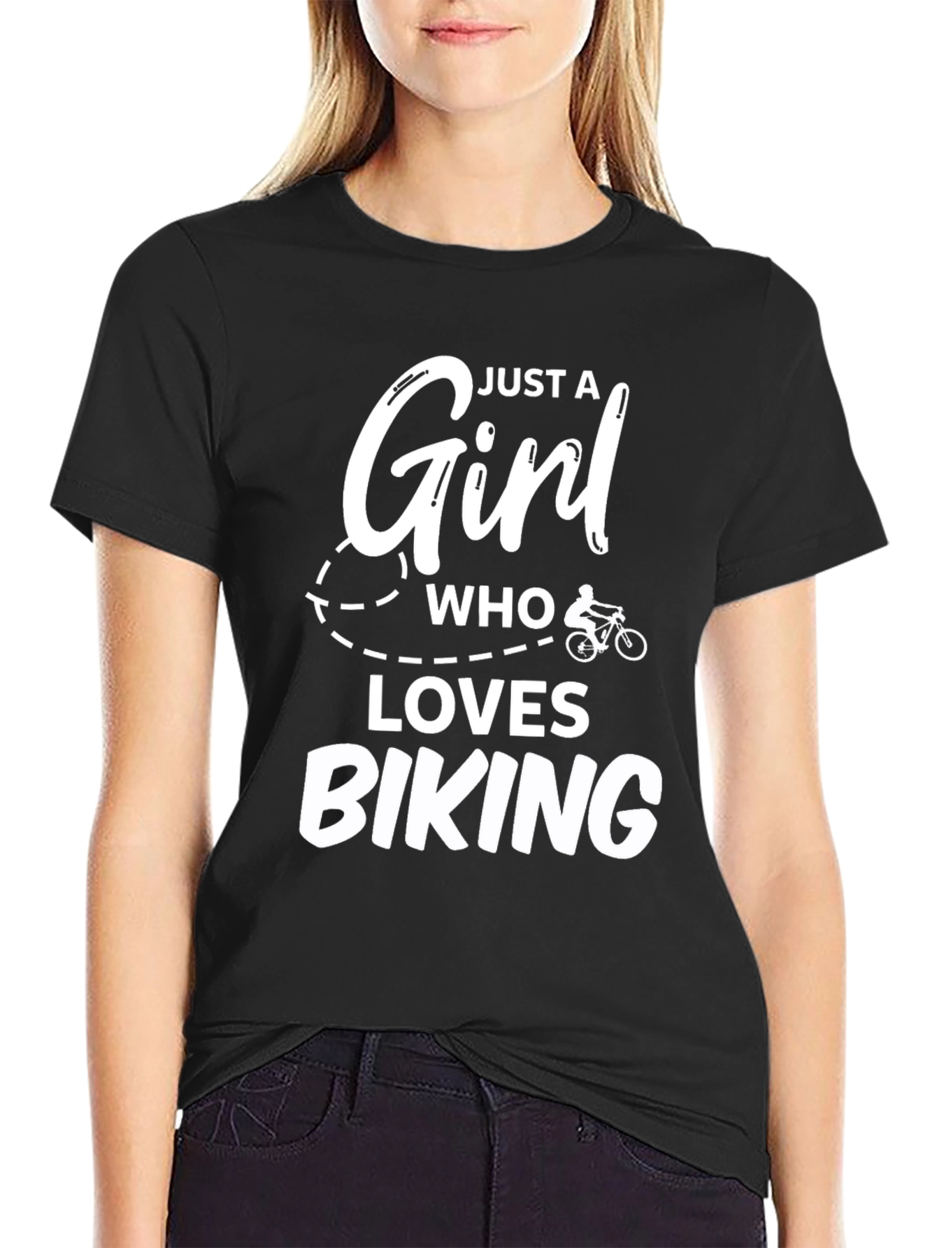 Girl Who Loves Biking T-Shirt - Black Tee