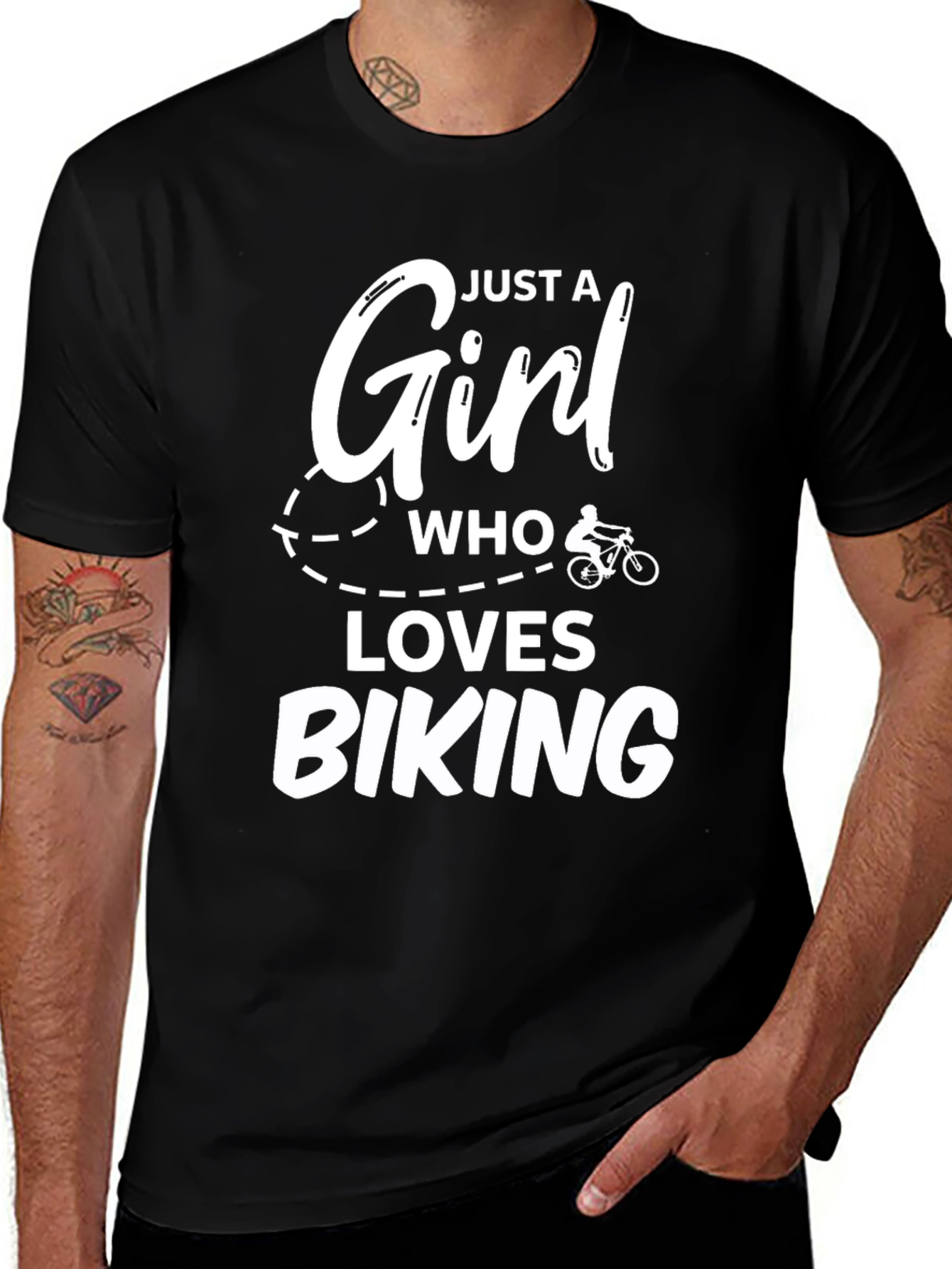 Girl Who Loves Biking T-Shirt - Black Tee