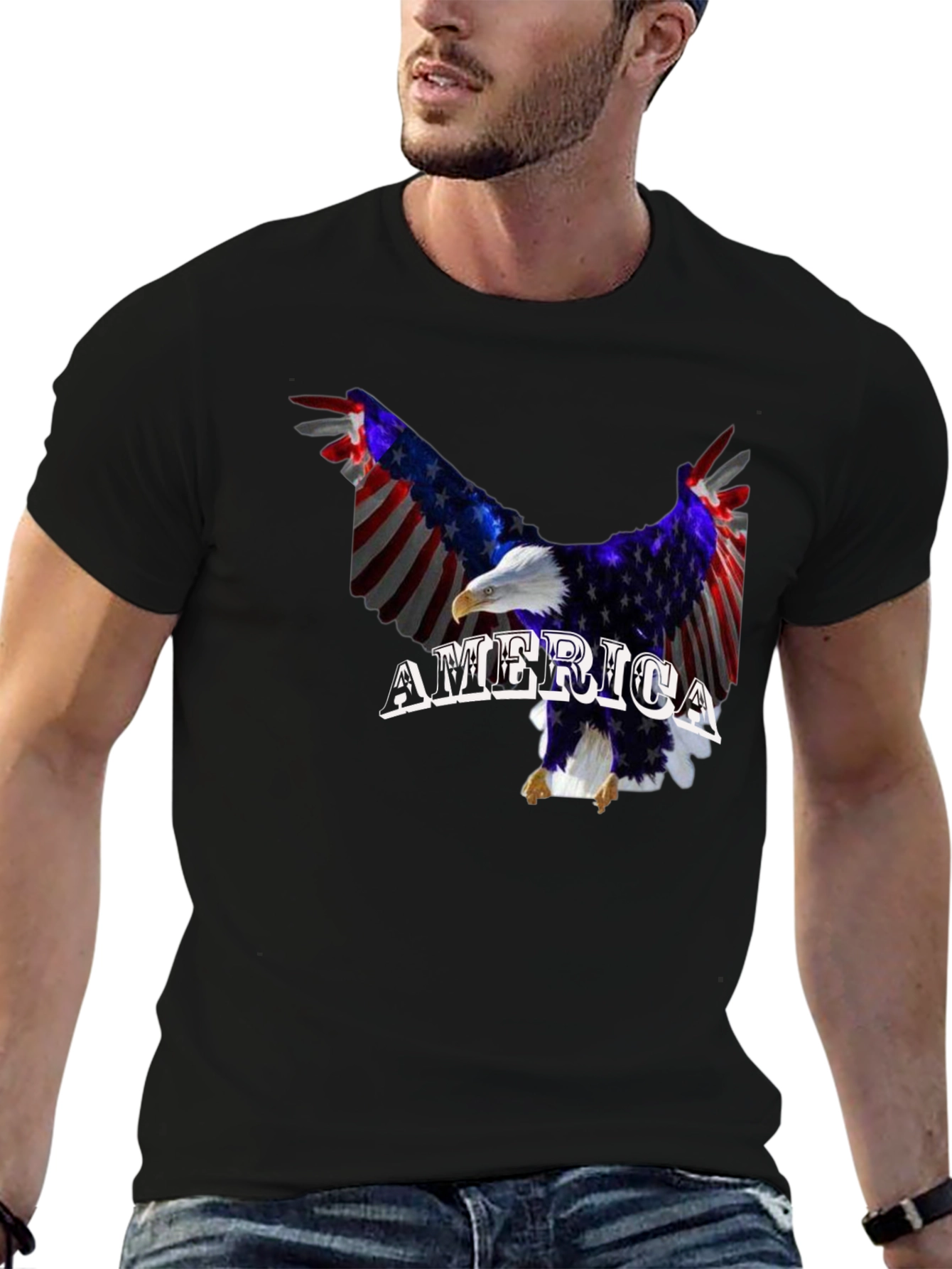 American Flag Eagle Graphic T-Shirt Patriotic USA Pride