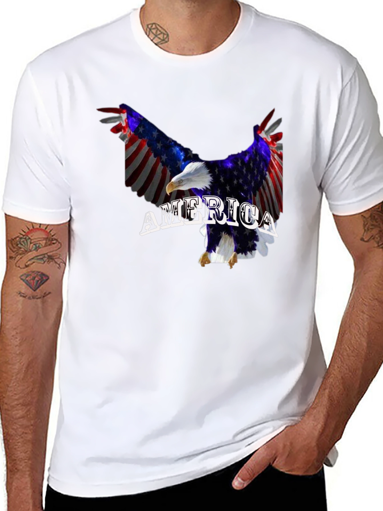 American Flag Eagle Graphic T-Shirt Patriotic USA Pride