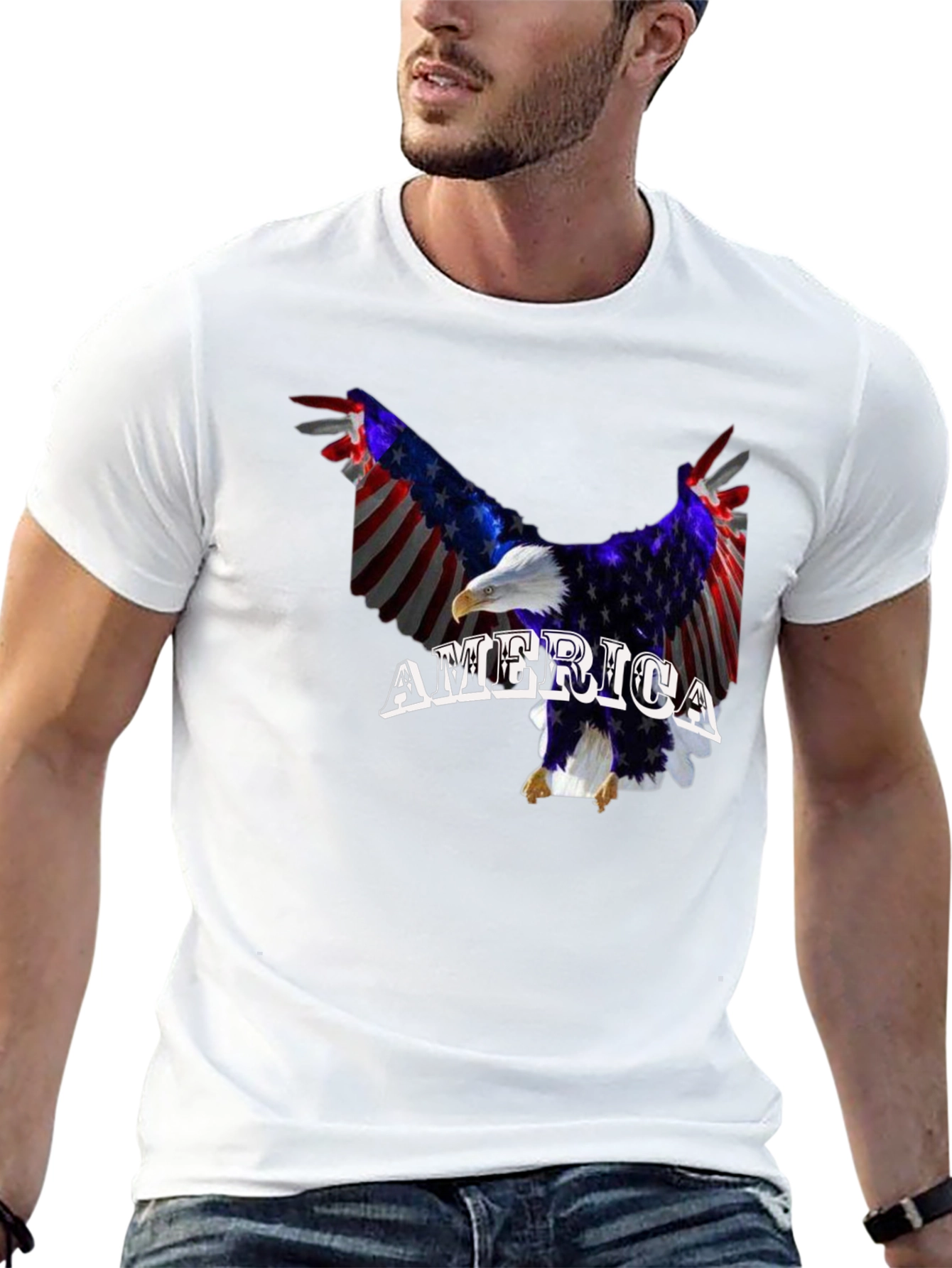American Flag Eagle Graphic T-Shirt Patriotic USA Pride