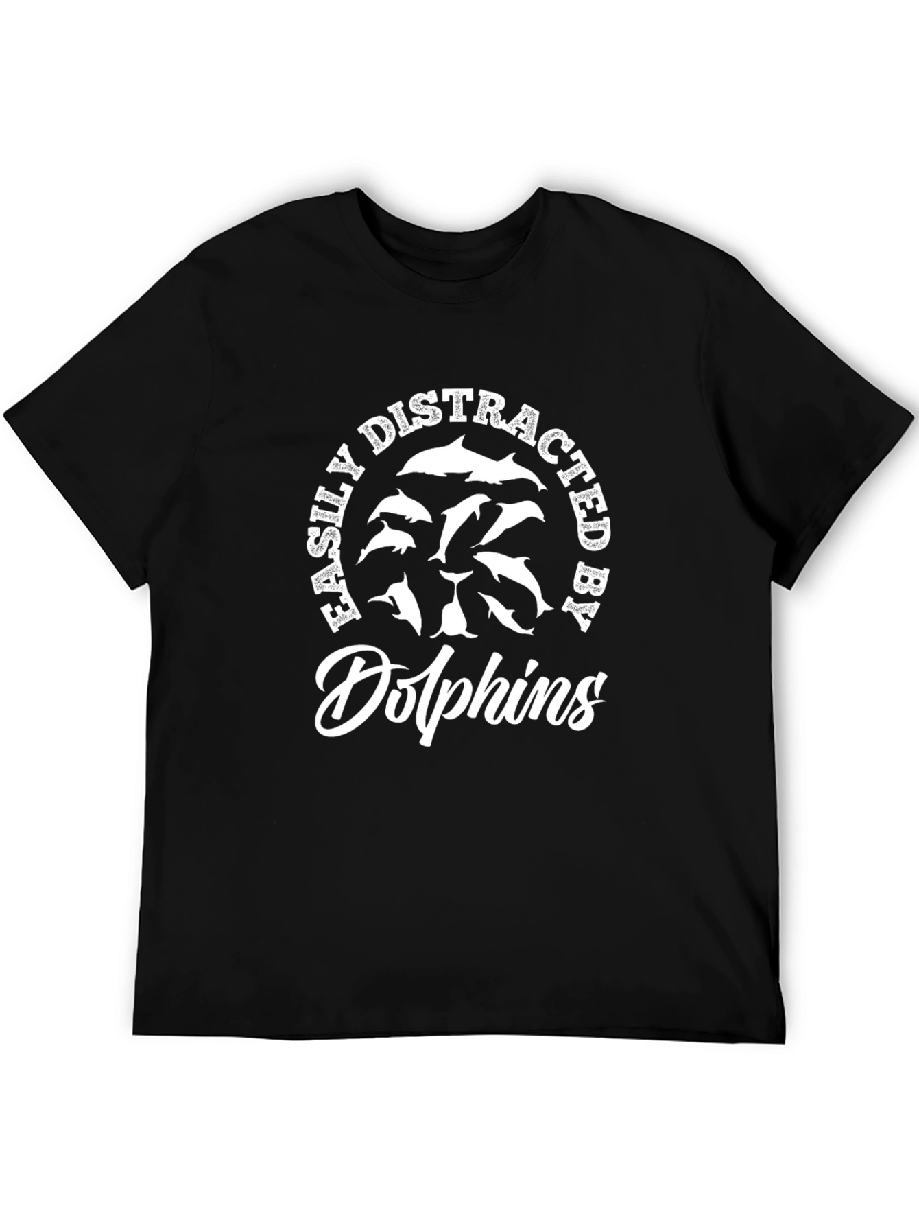 Easily Distracted by Dolphins Graphic Tee - Black