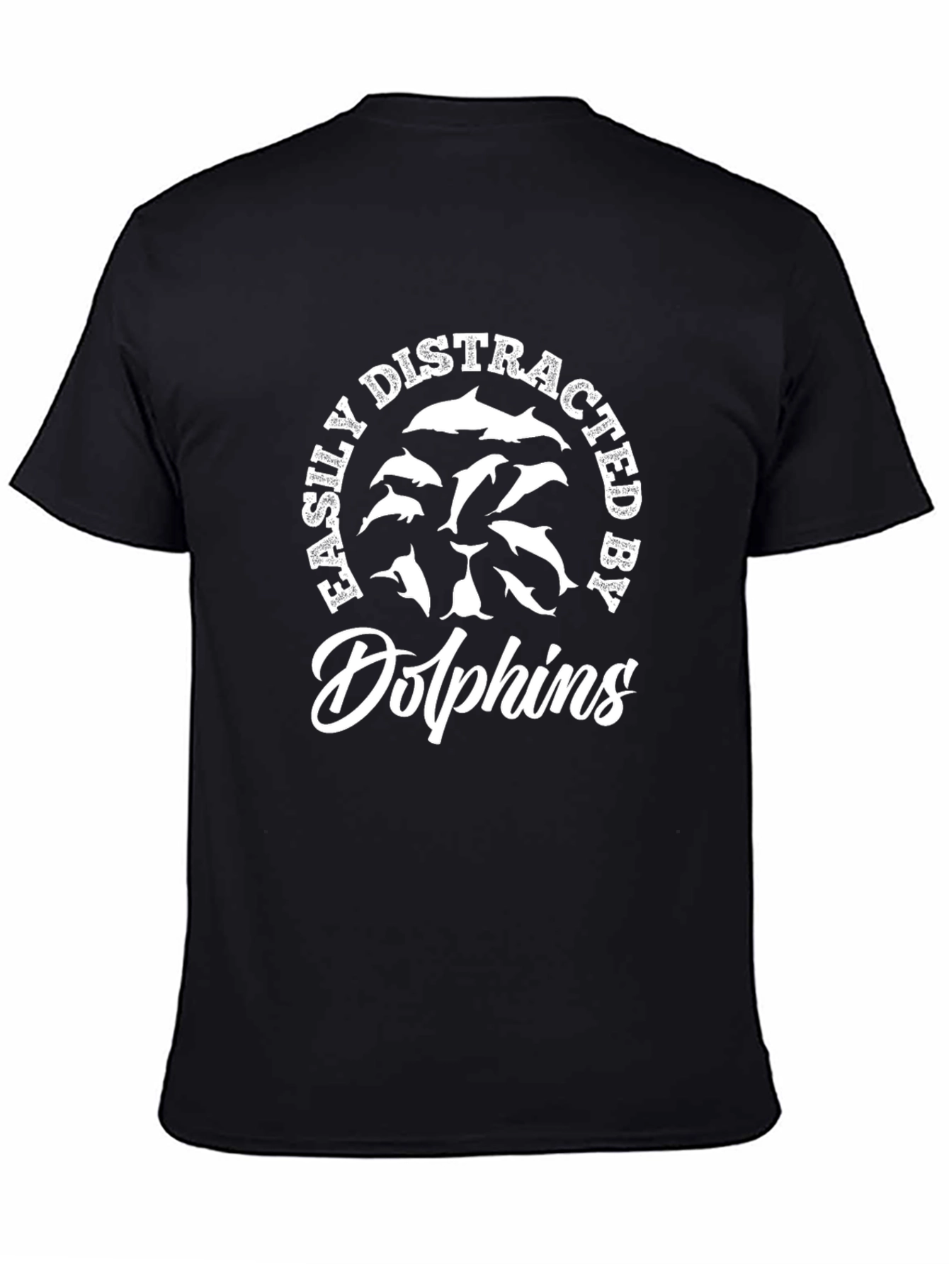 Easily Distracted by Dolphins Graphic Tee - Black