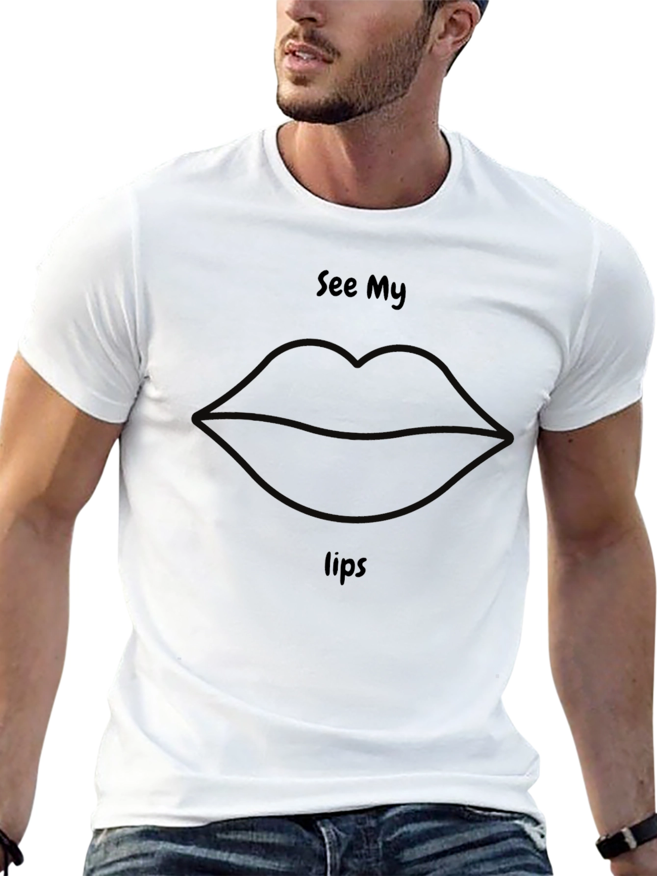 See My Lips Graphic Tee - Novelty Black T-Shirt