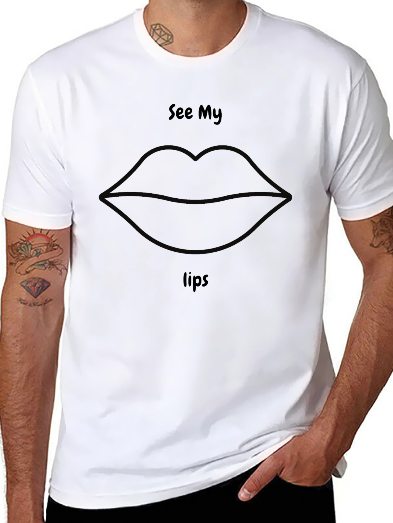 See My Lips Graphic Tee - Novelty Black T-Shirt