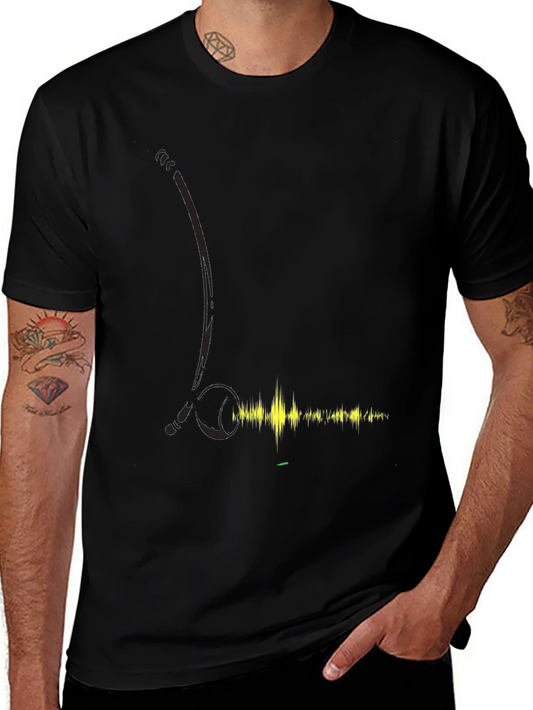 Black T-Shirt with Audio Wave Design