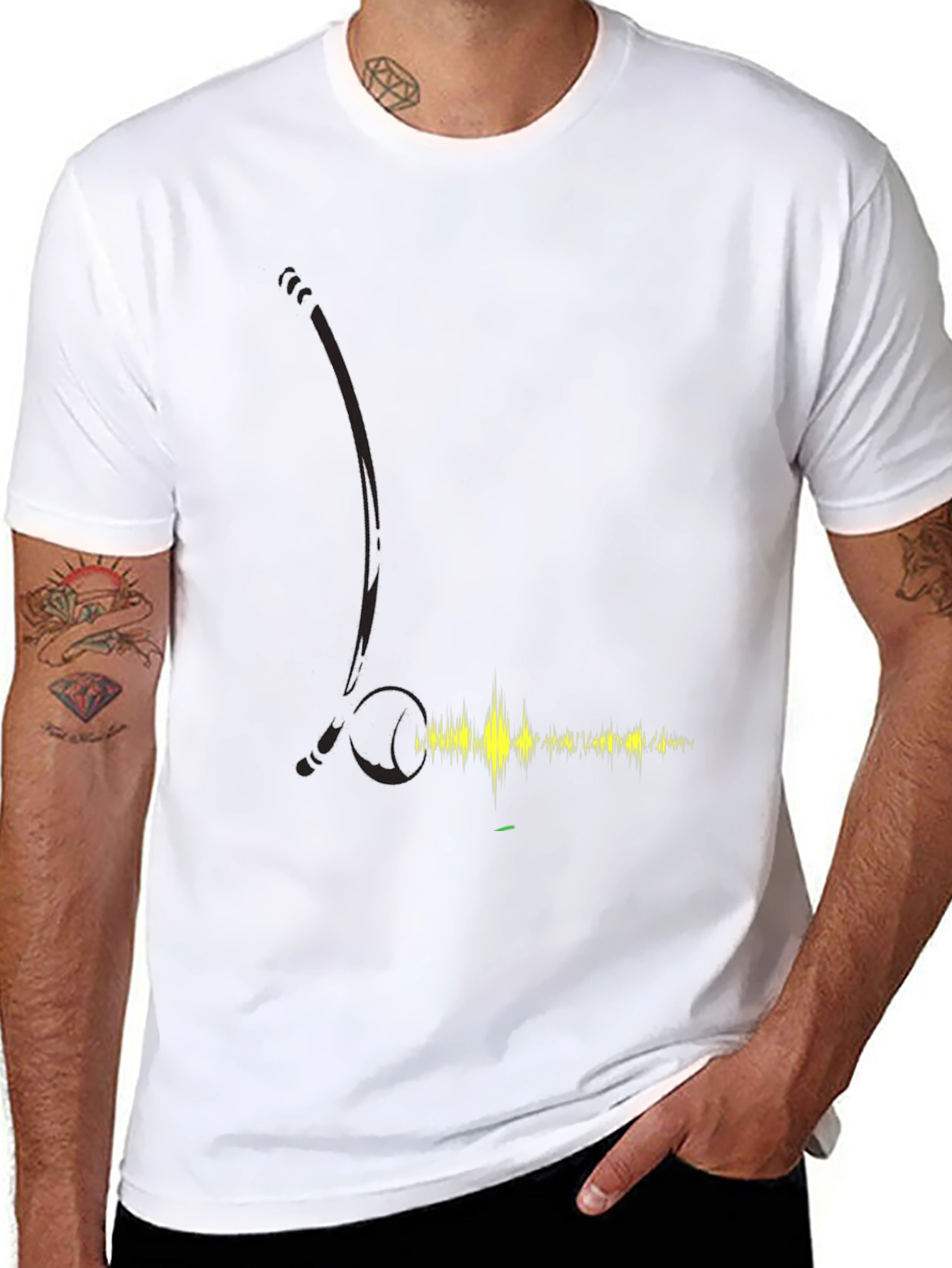 Black T-Shirt with Audio Wave Design