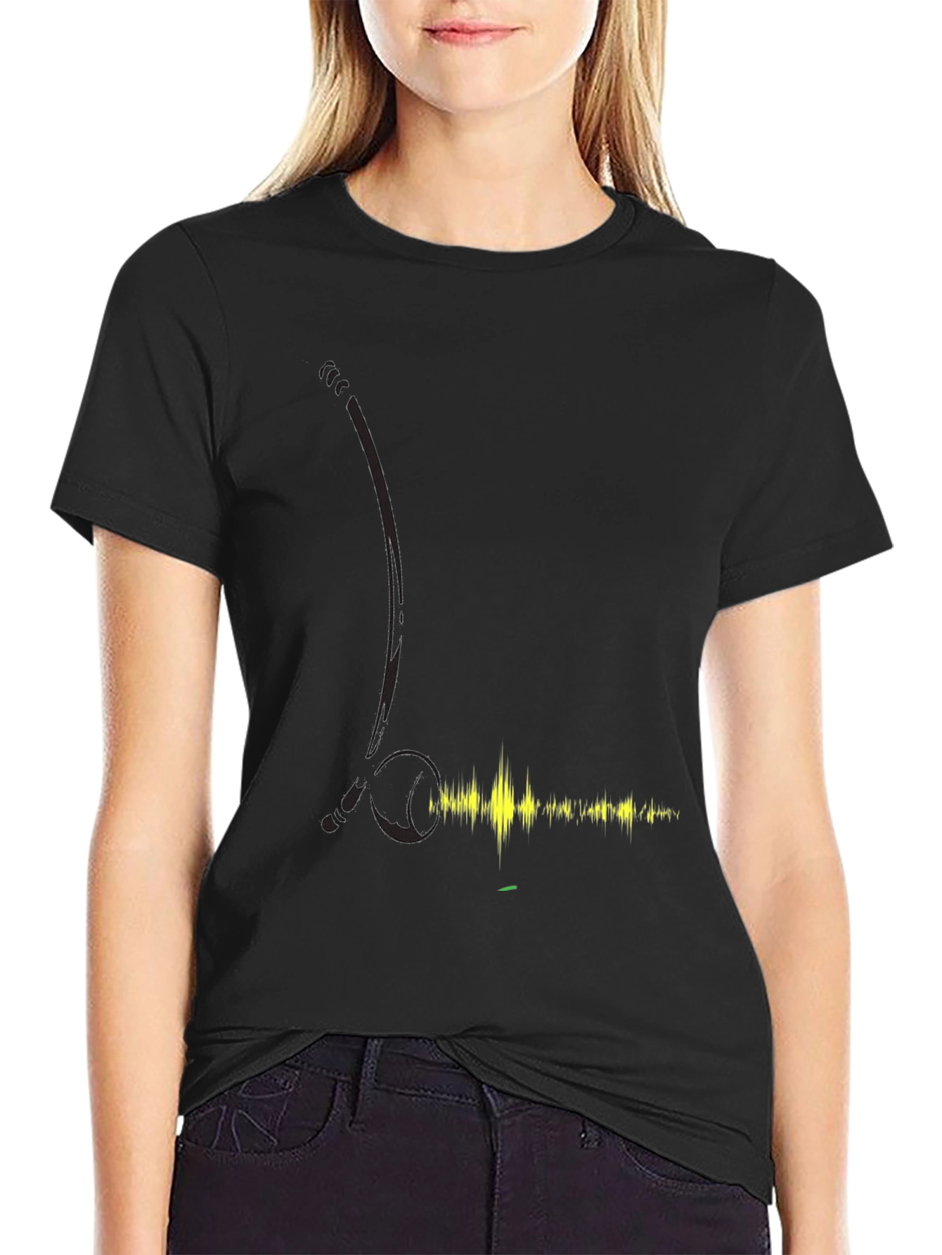 Black T-Shirt with Audio Wave Design