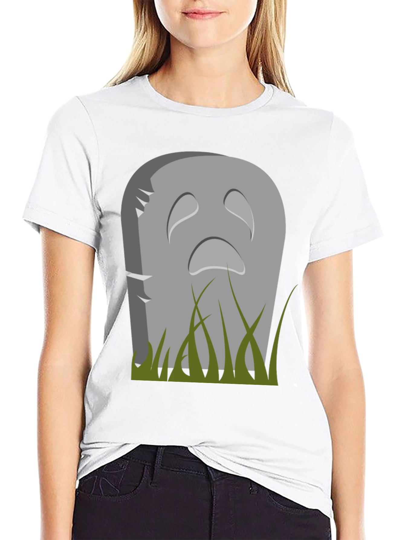 Sad Tombstone Graphic Tee - Halloween Apparel