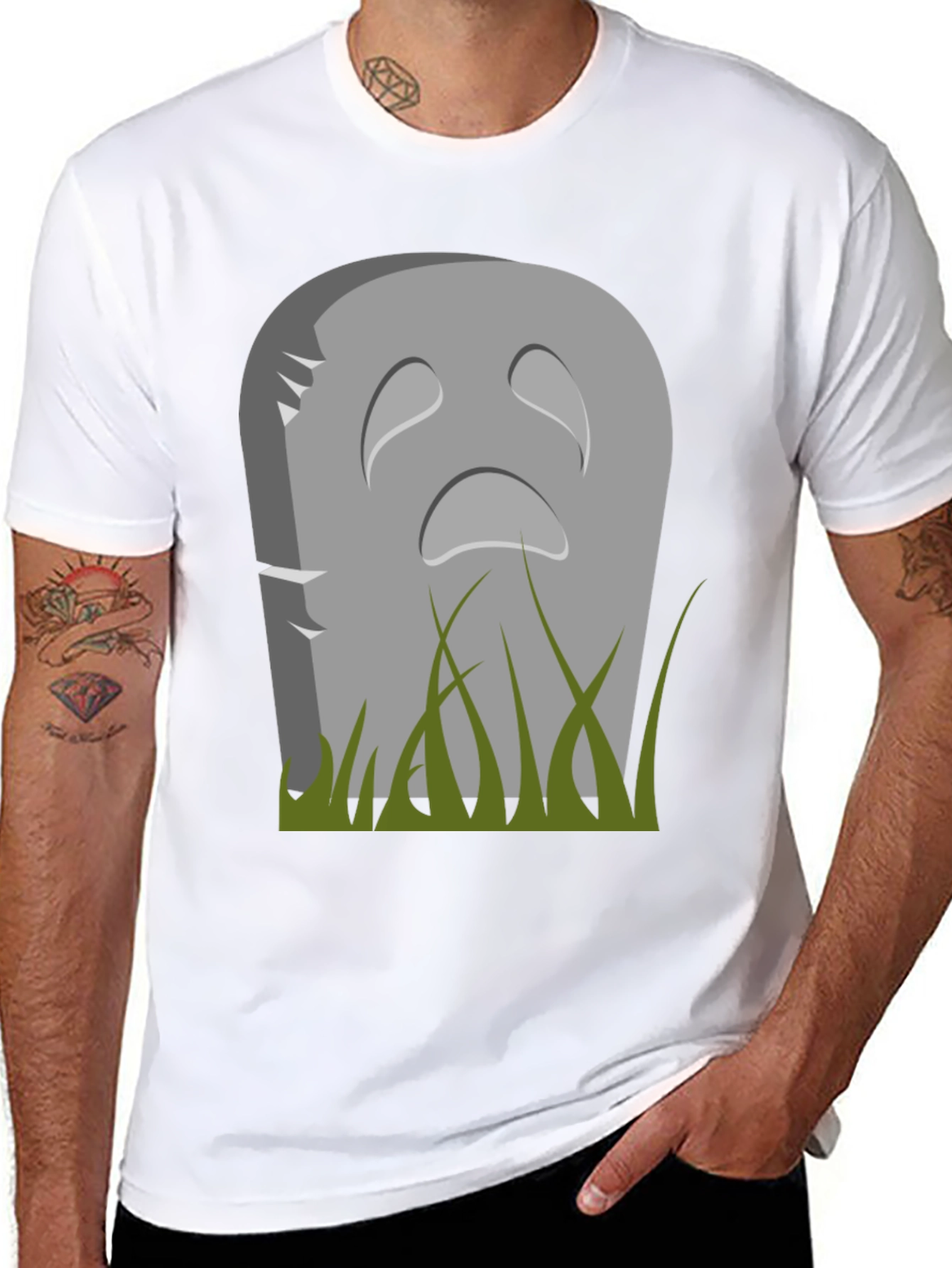 Sad Tombstone Graphic Tee - Halloween Apparel