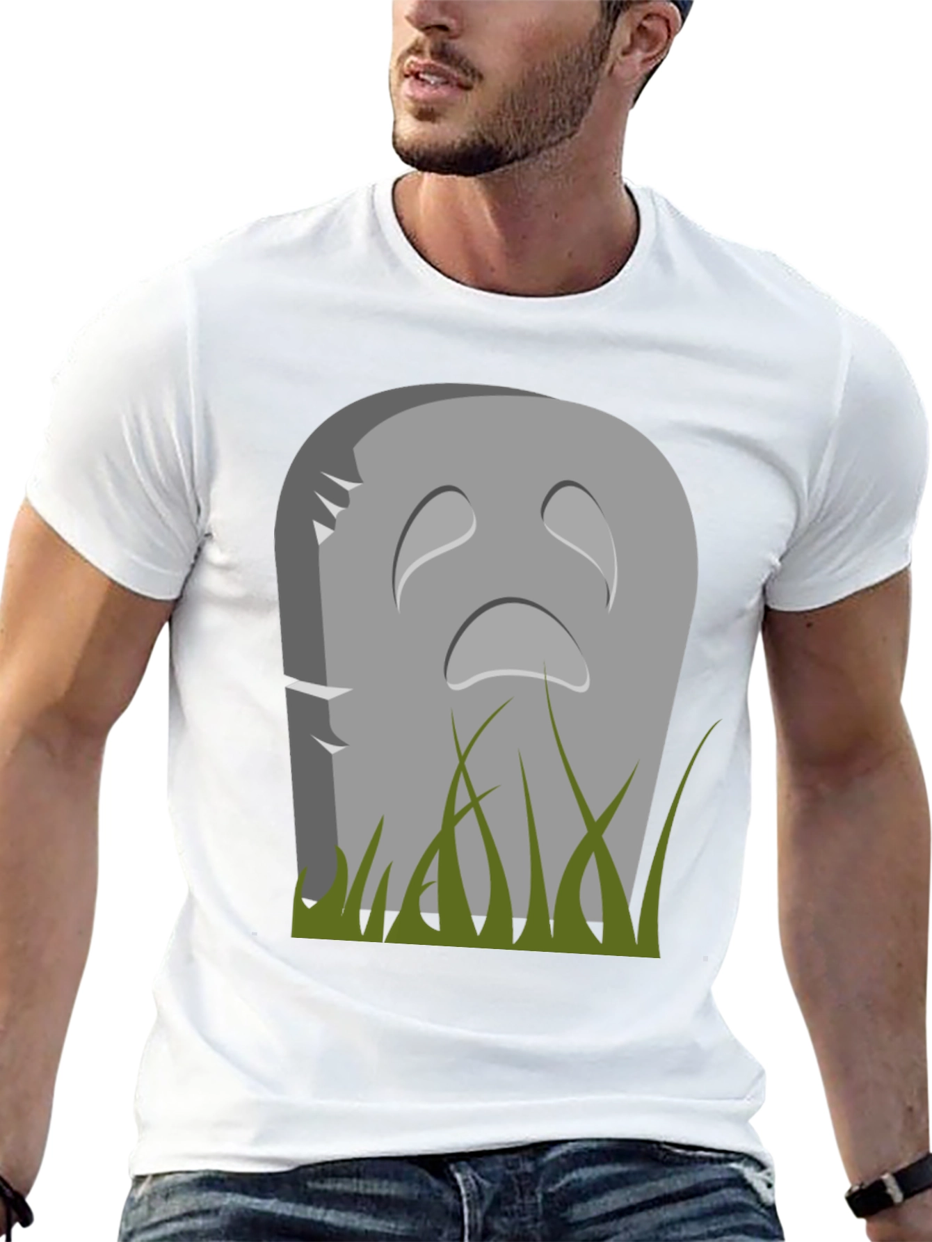 Sad Tombstone Graphic Tee - Halloween Apparel
