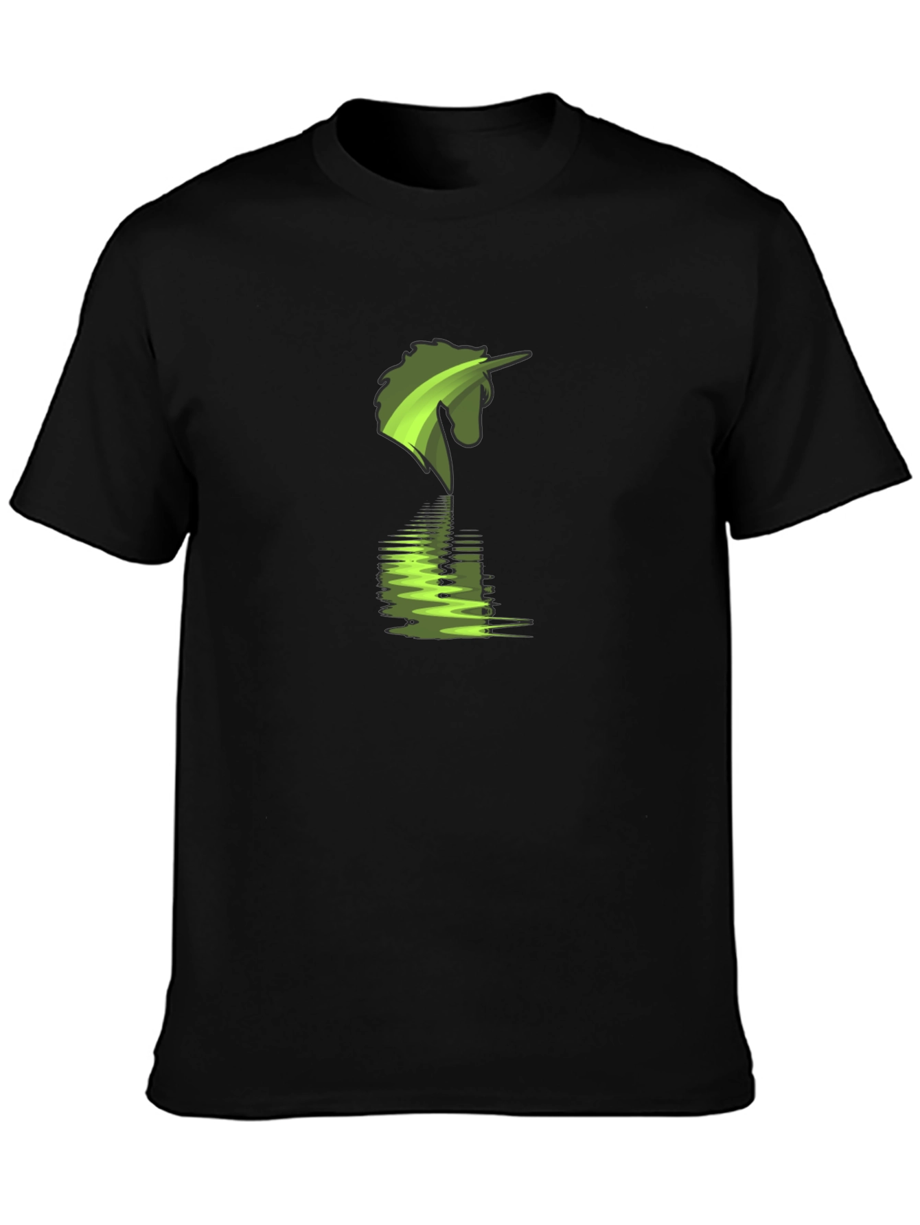 Green Unicorn Reflection Graphic T-Shirt