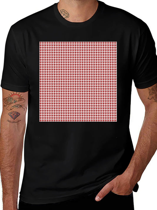 Black Tee with Red Gingham Check Print