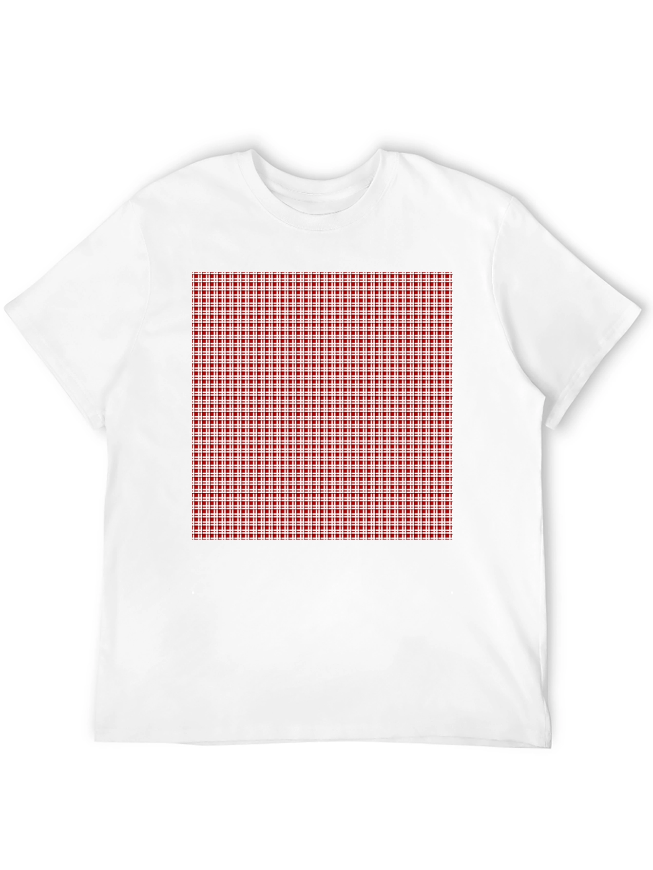 Black Tee with Red Gingham Check Print