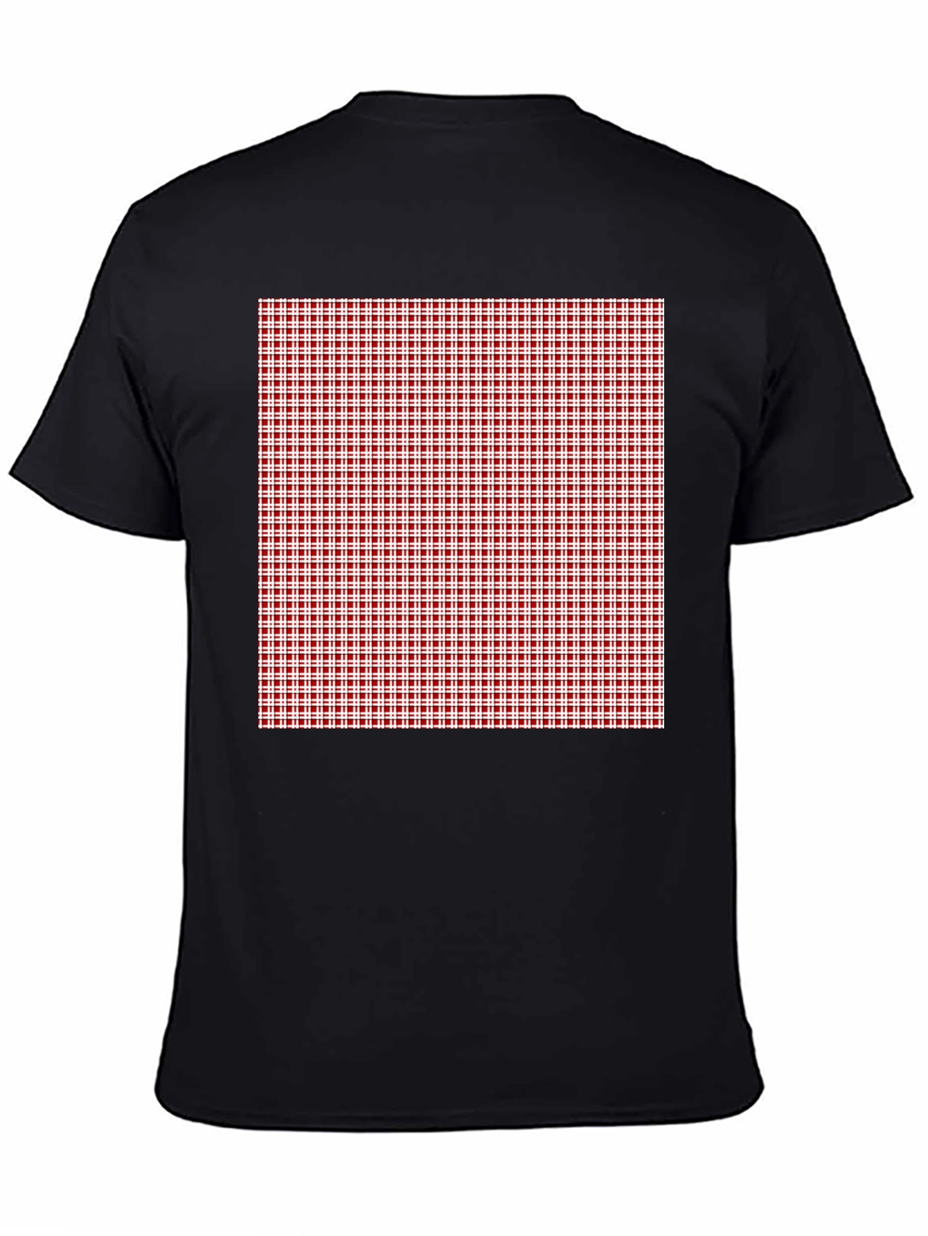 Black Tee with Red Gingham Check Print