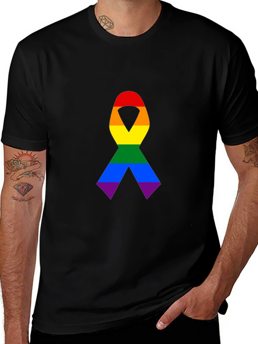 Pride Ribbon Tee - Black Cotton LGBTQ+ Shirt