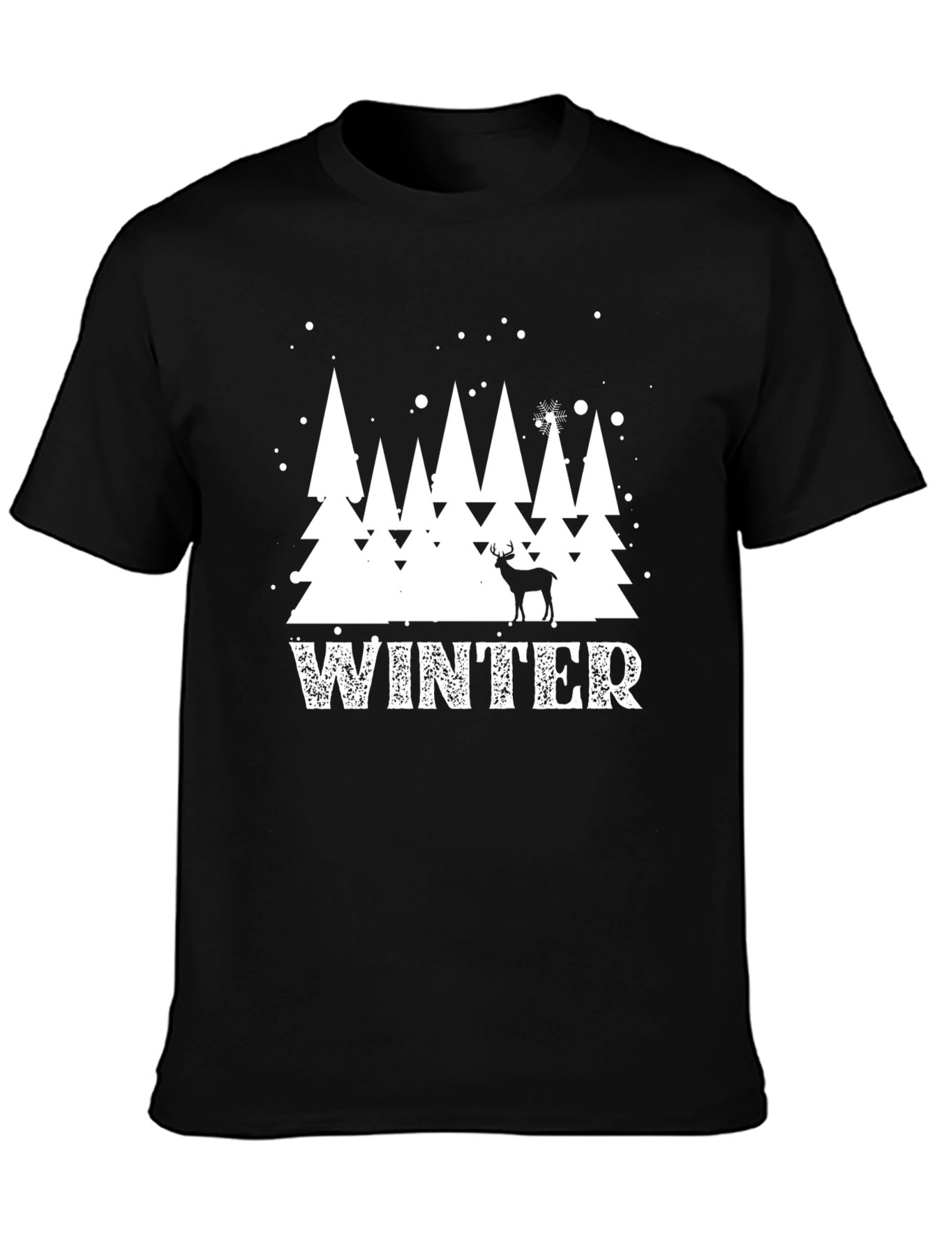 Winter Scene Graphic Tee - Holiday Deer Shirt