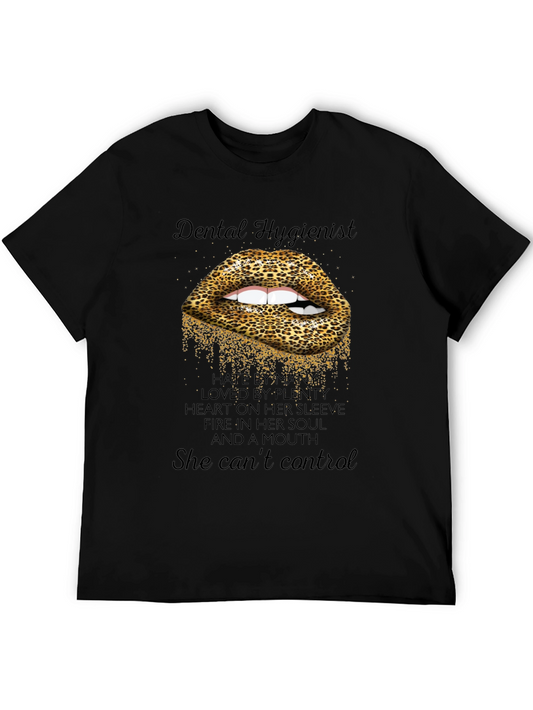 Dental Hygienist Leopard Lips Graphic T-Shirt