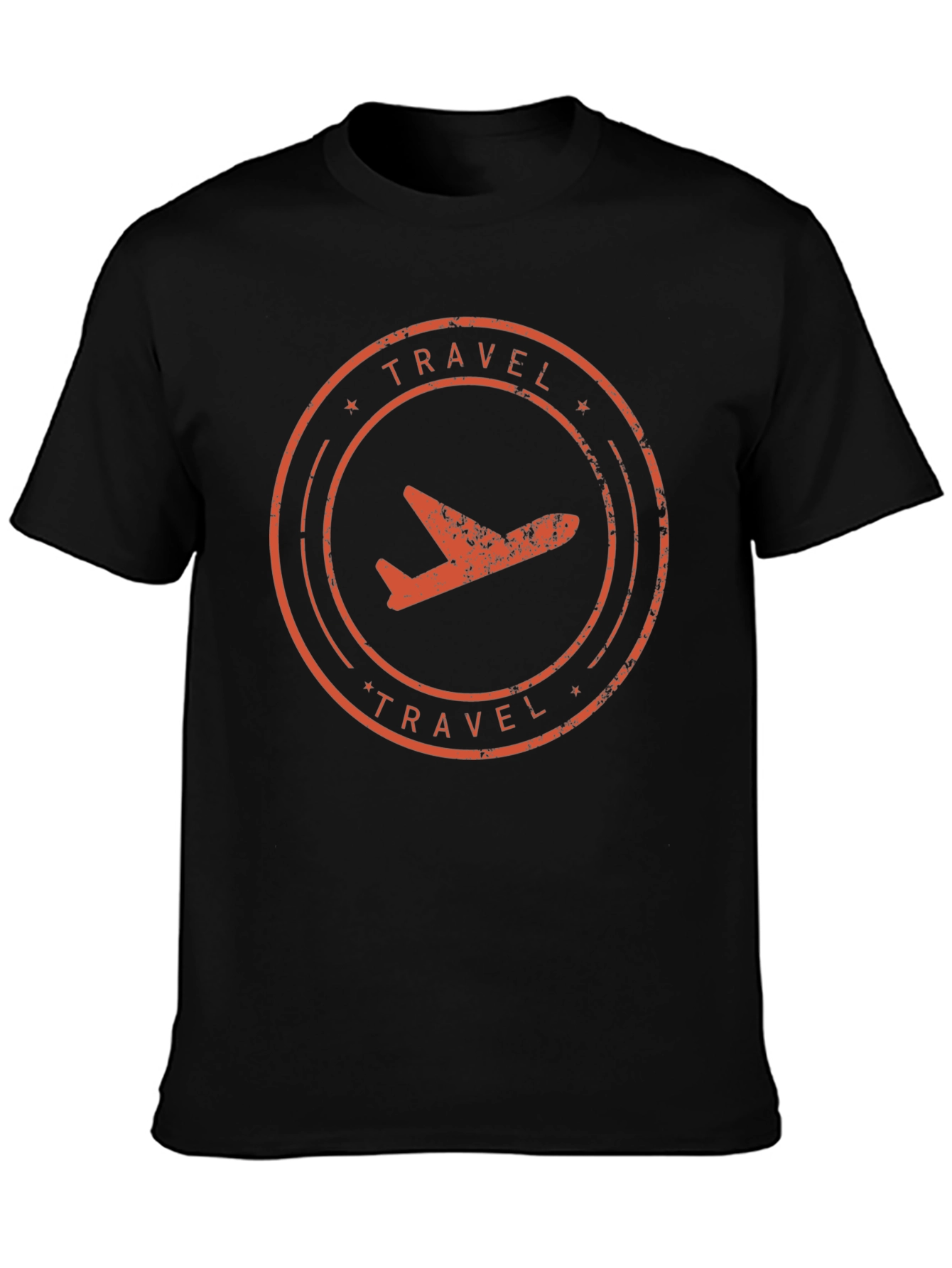 Travel Airplane Graphic Tee - Black Cotton T-Shirt
