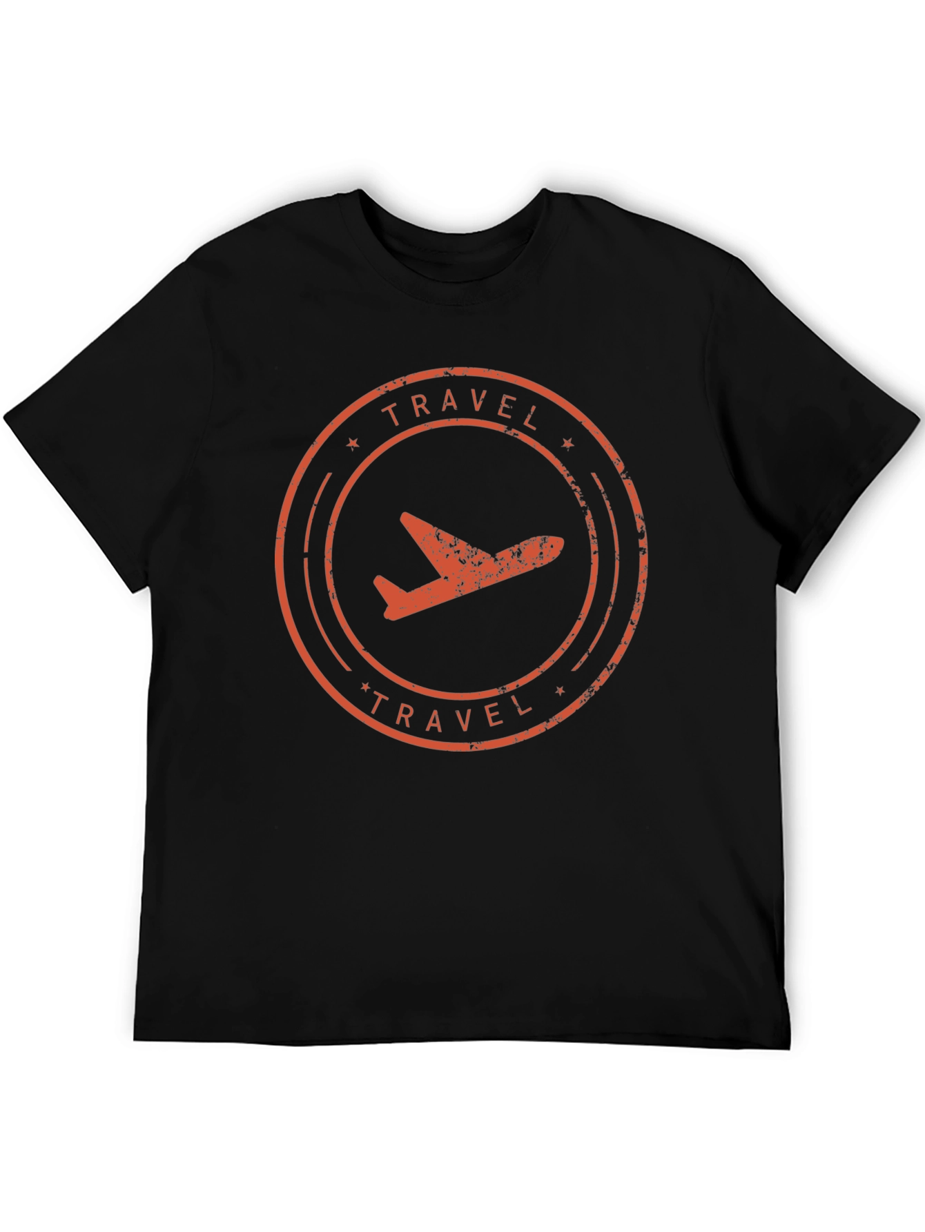 Travel Airplane Graphic Tee - Black Cotton T-Shirt