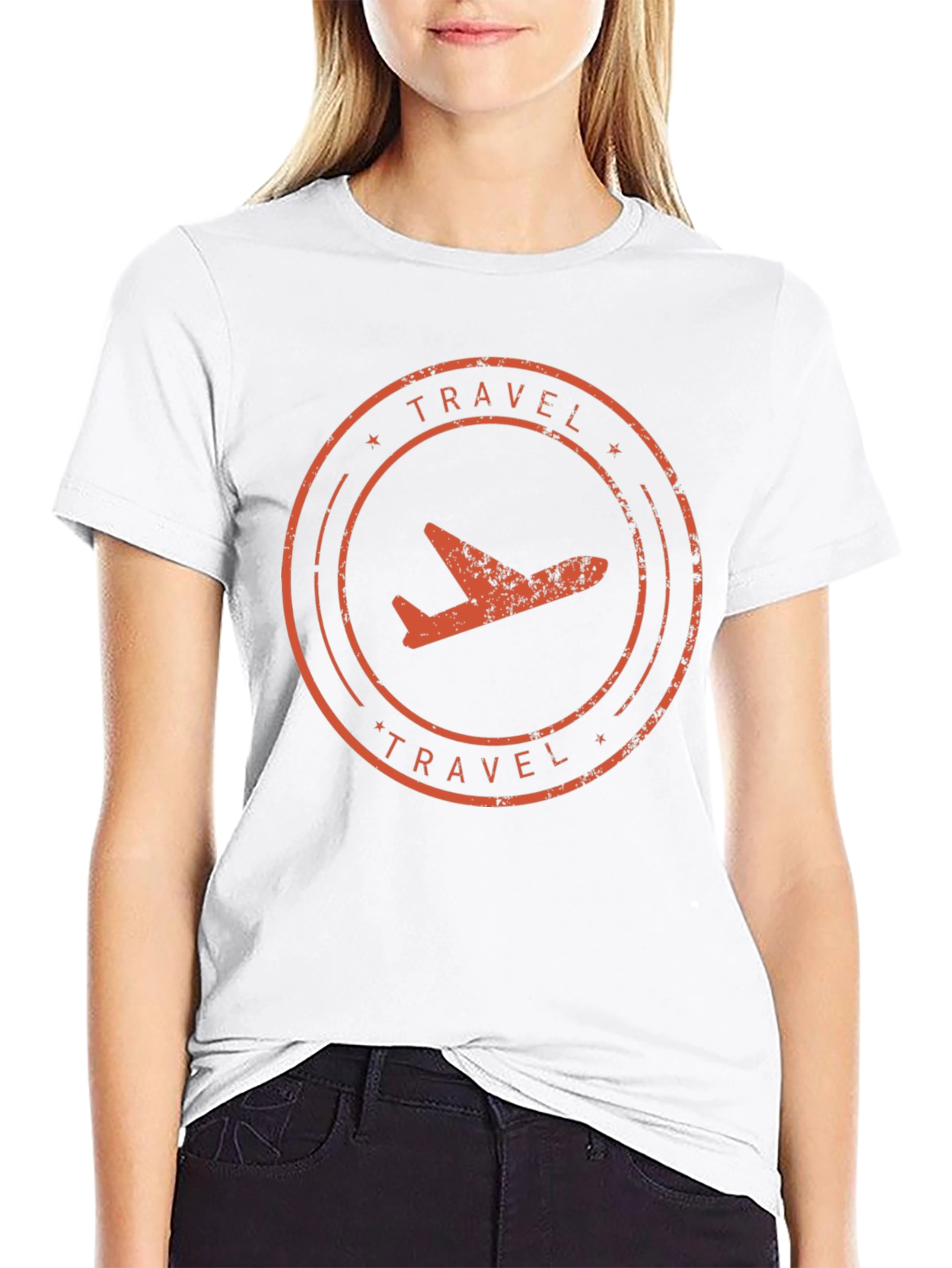 Travel Airplane Graphic Tee - Black Cotton T-Shirt