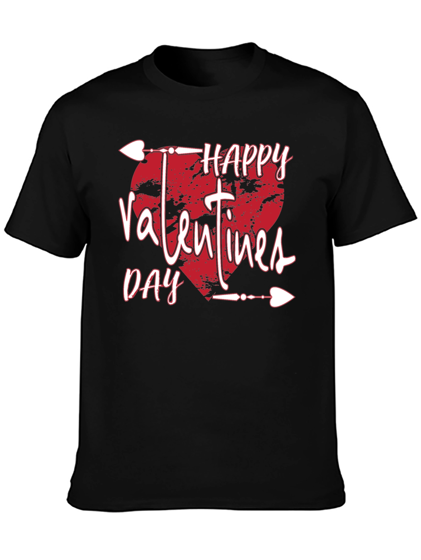 Happy Valentines Day T-Shirt Black Arrow Heart Design