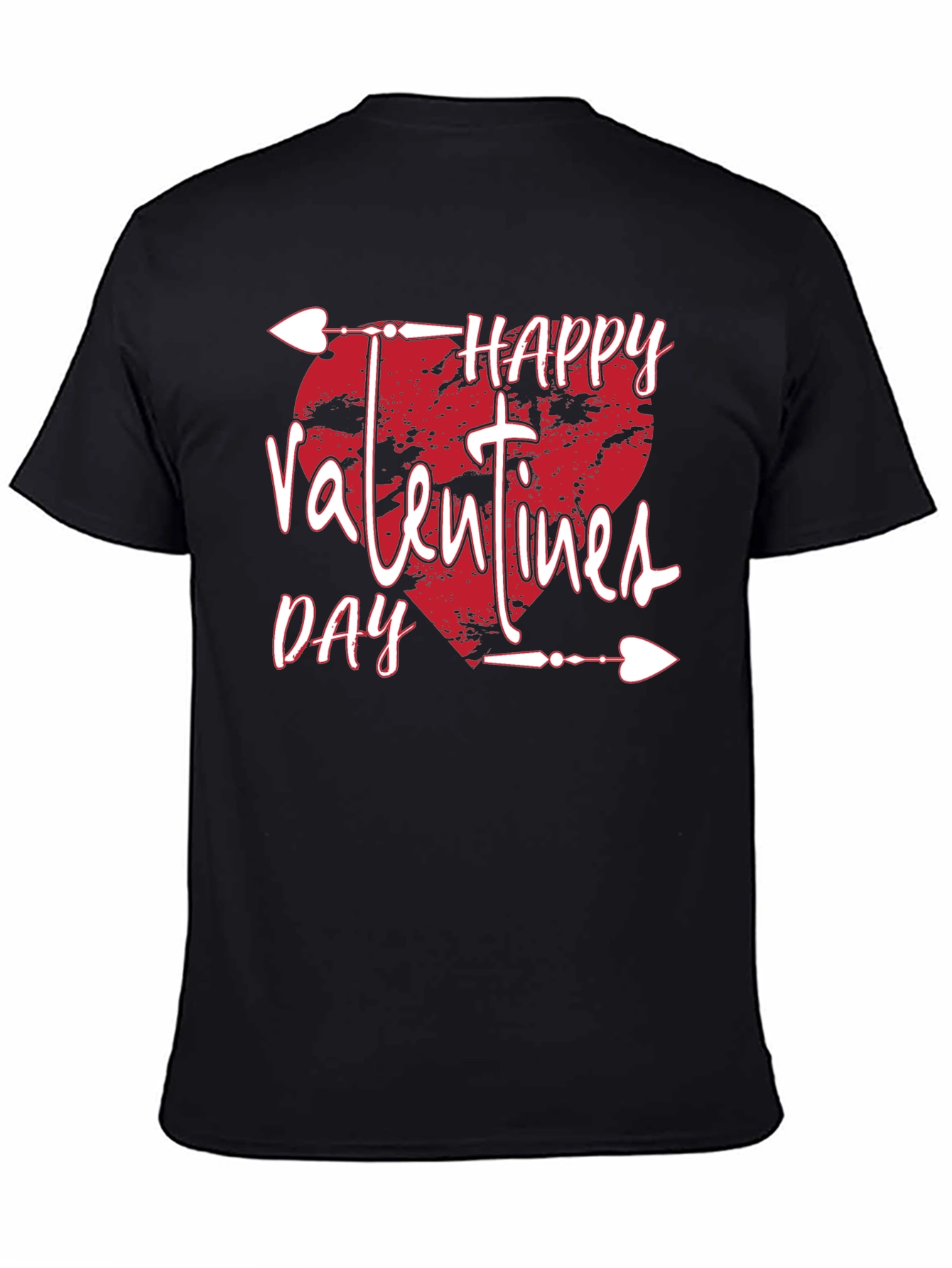 Happy Valentines Day T-Shirt Black Arrow Heart Design