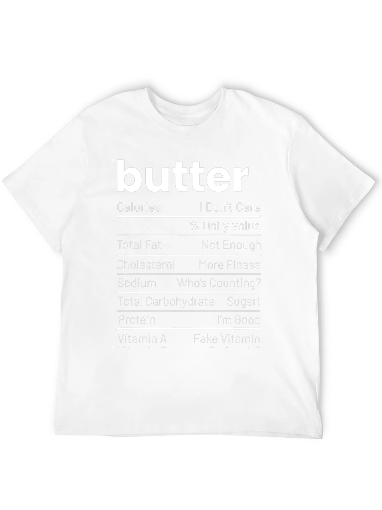 Funny Butter Nutrition Facts Black T-Shirt
