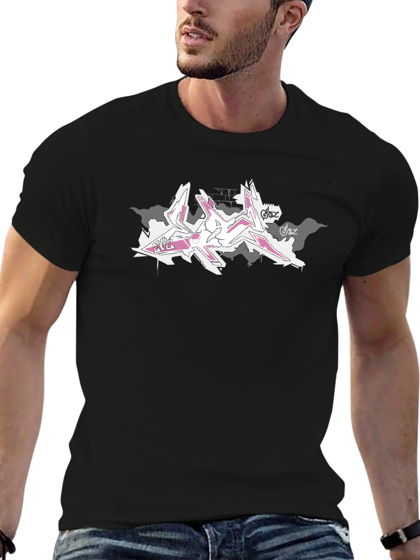 Abstract Graffiti Print Black T-Shirt