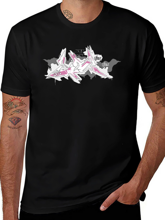 Abstract Graffiti Print Black T-Shirt