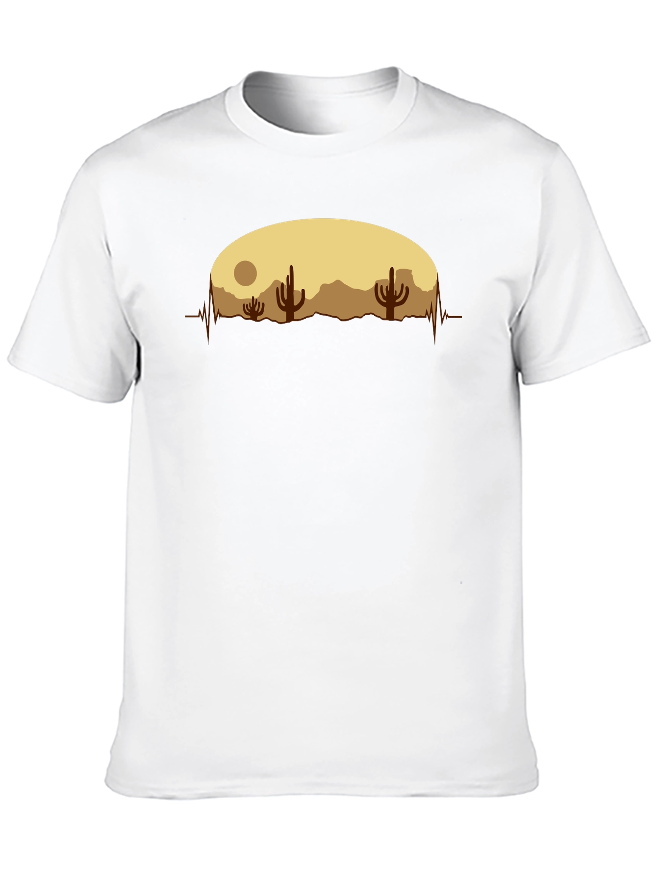 Desert Cactus Heartbeat Graphic T-Shirt - Black
