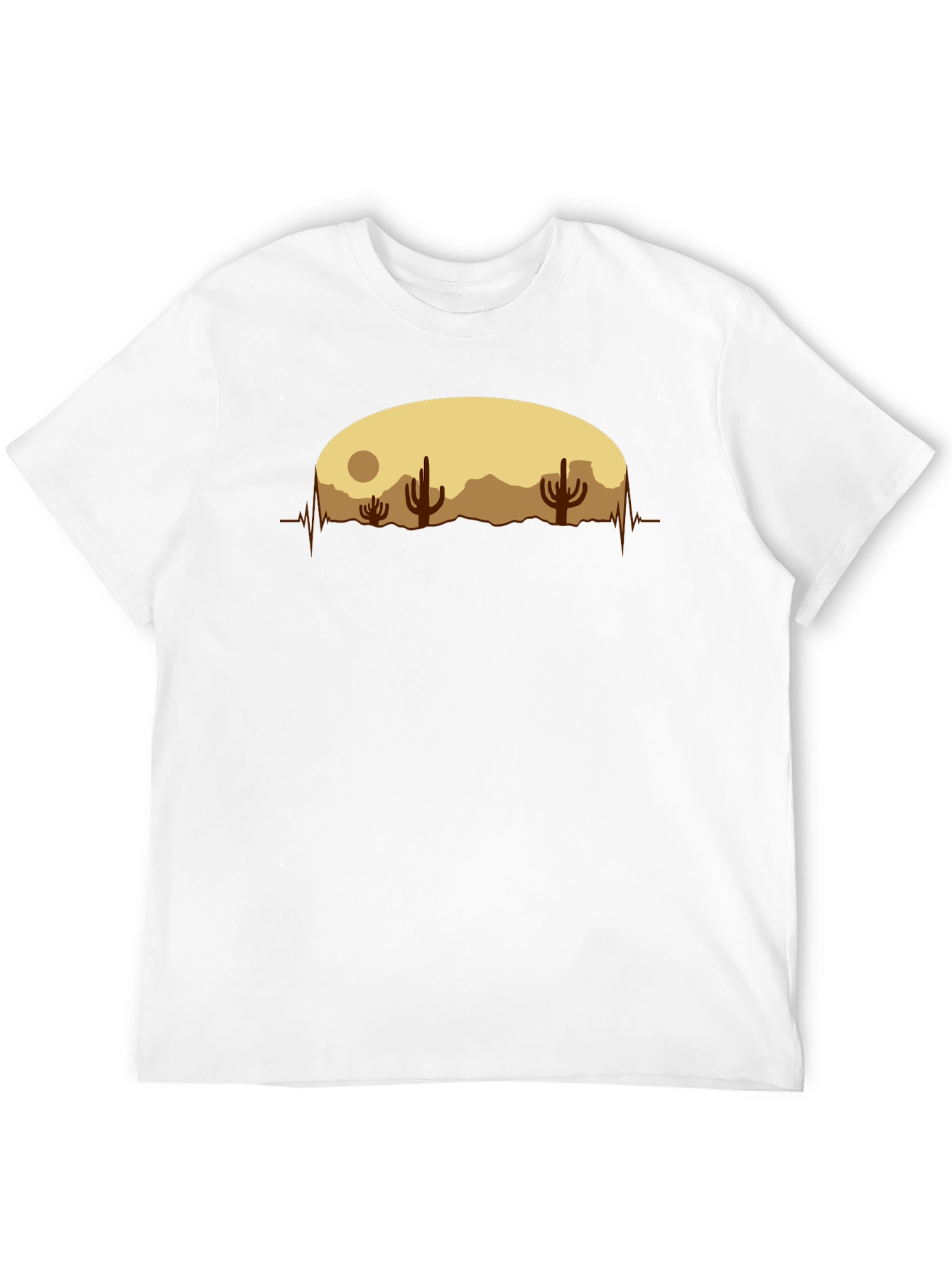 Desert Cactus Heartbeat Graphic T-Shirt - Black