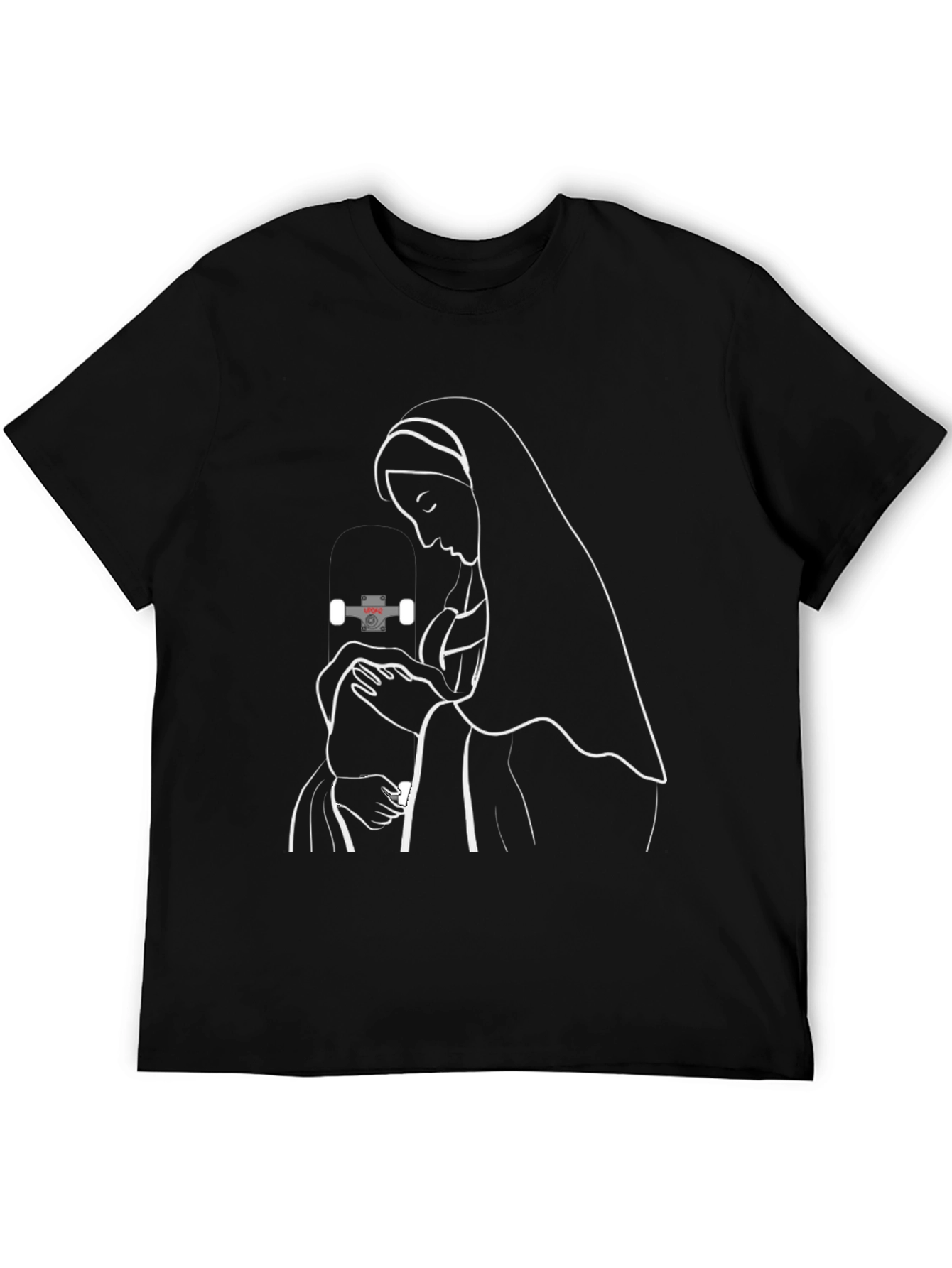 Virgin Mary & Skateboard Truck Black Graphic Tee